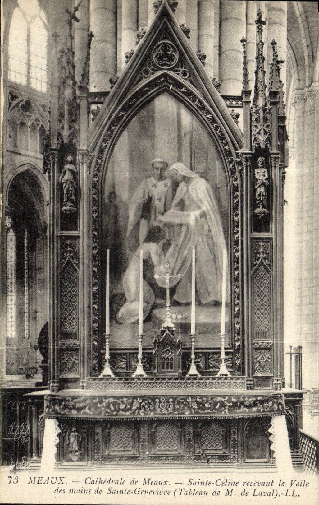 CPA Meaux Cathedrale de de Meaux Sainte celine recevant le voile des mains de Sainte Genevieve