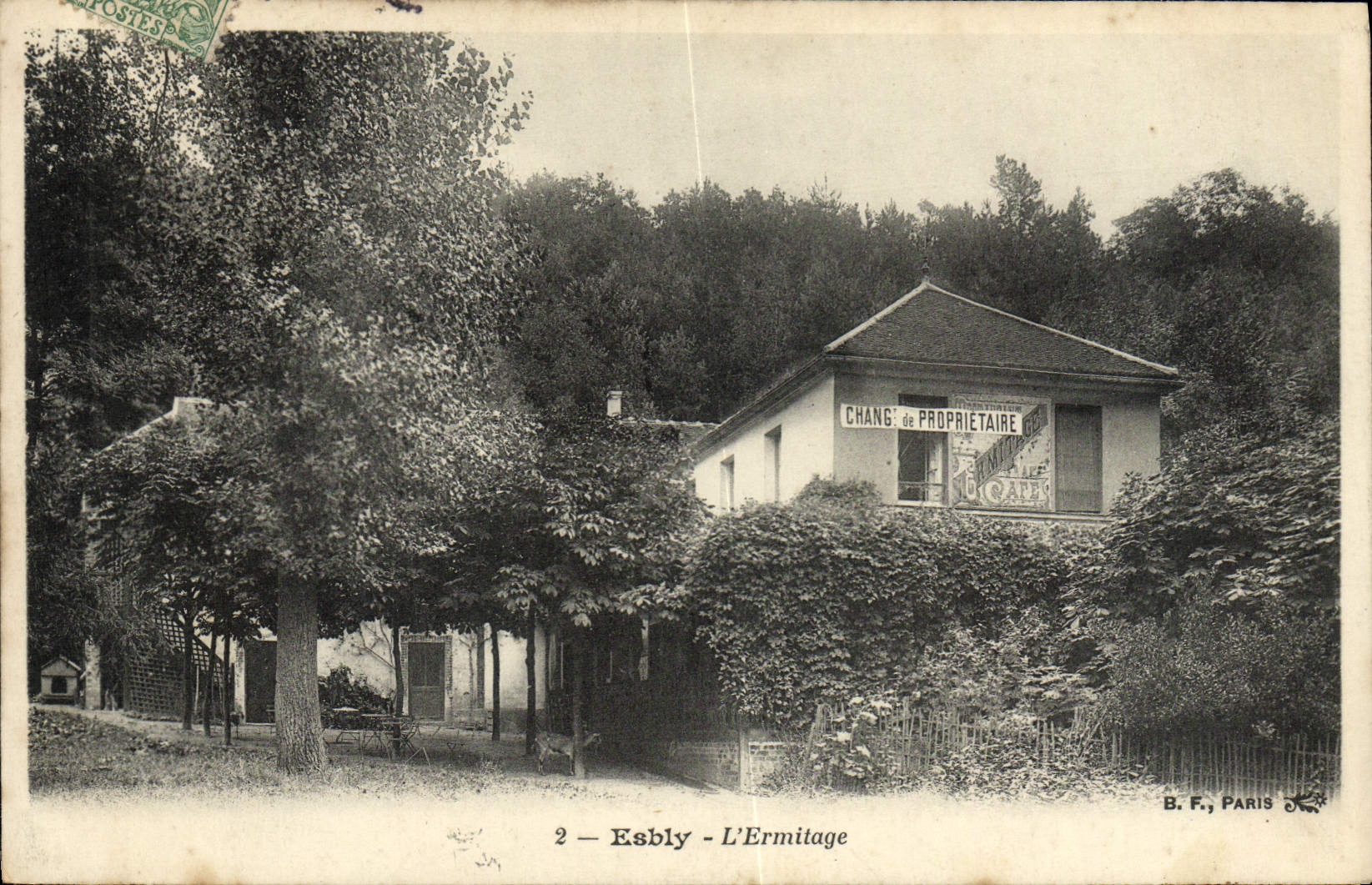 VINTAGE POSTCARD Esbly the Hermitage Panel Change of owner