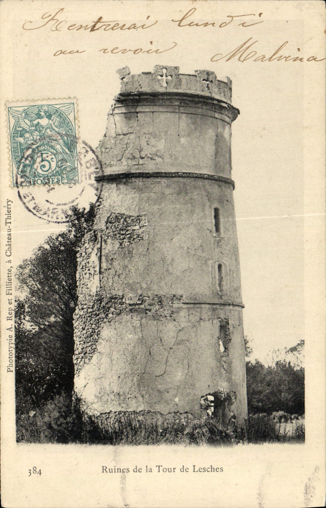 VINTAGE POSTCARD Ruins Of the Tower De Lesches