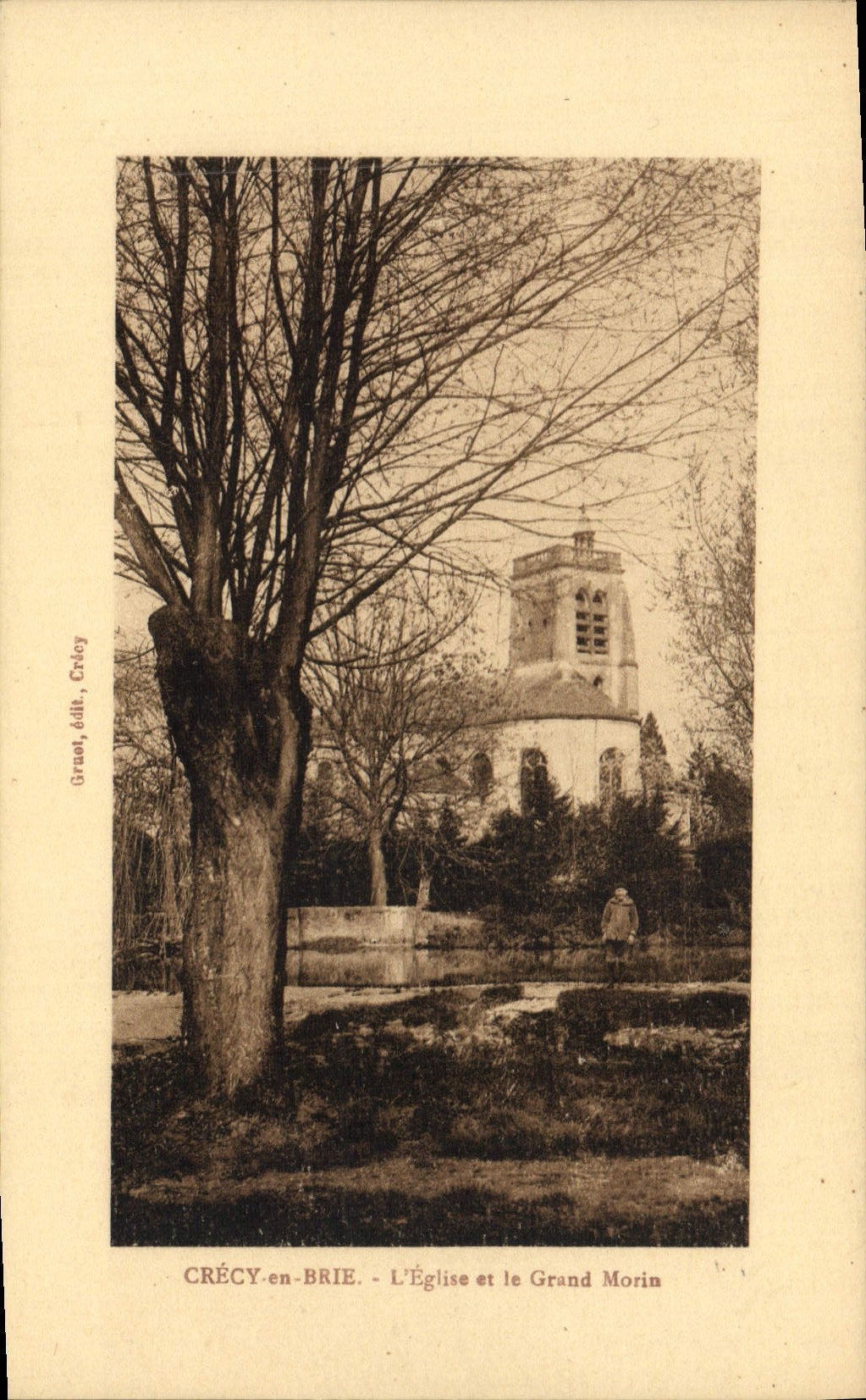 VINTAGE POSTCARD Crecy In Brie the Church And Large Morin