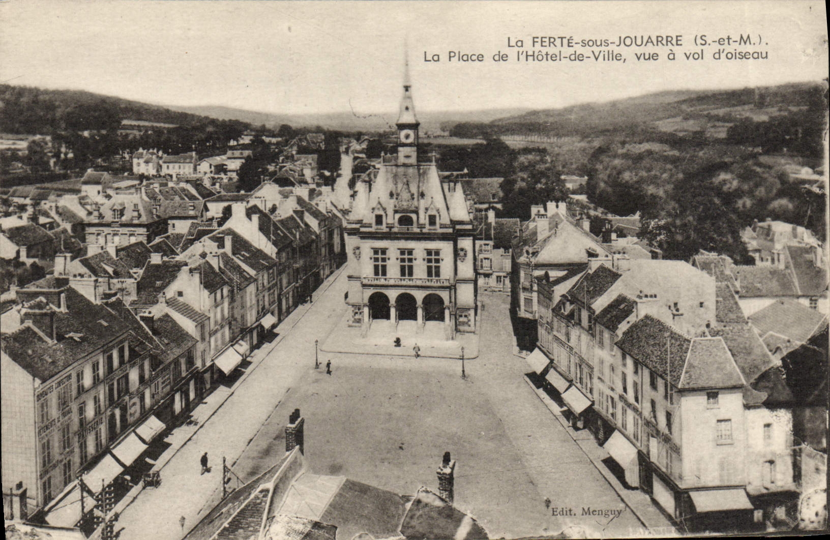 VINTAGE POSTCARD Ferte Under Jouarre the Place Of the Town hall Seen As the crow flies