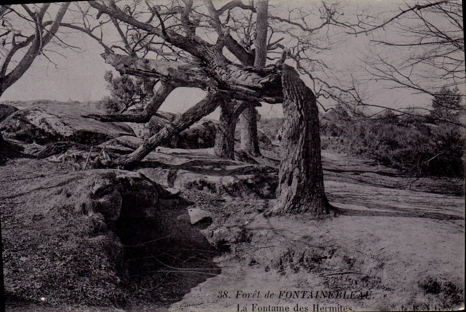 VINTAGE POSTCARD Drill De Fontainebleau the Fountain Of the Hermits Hermits