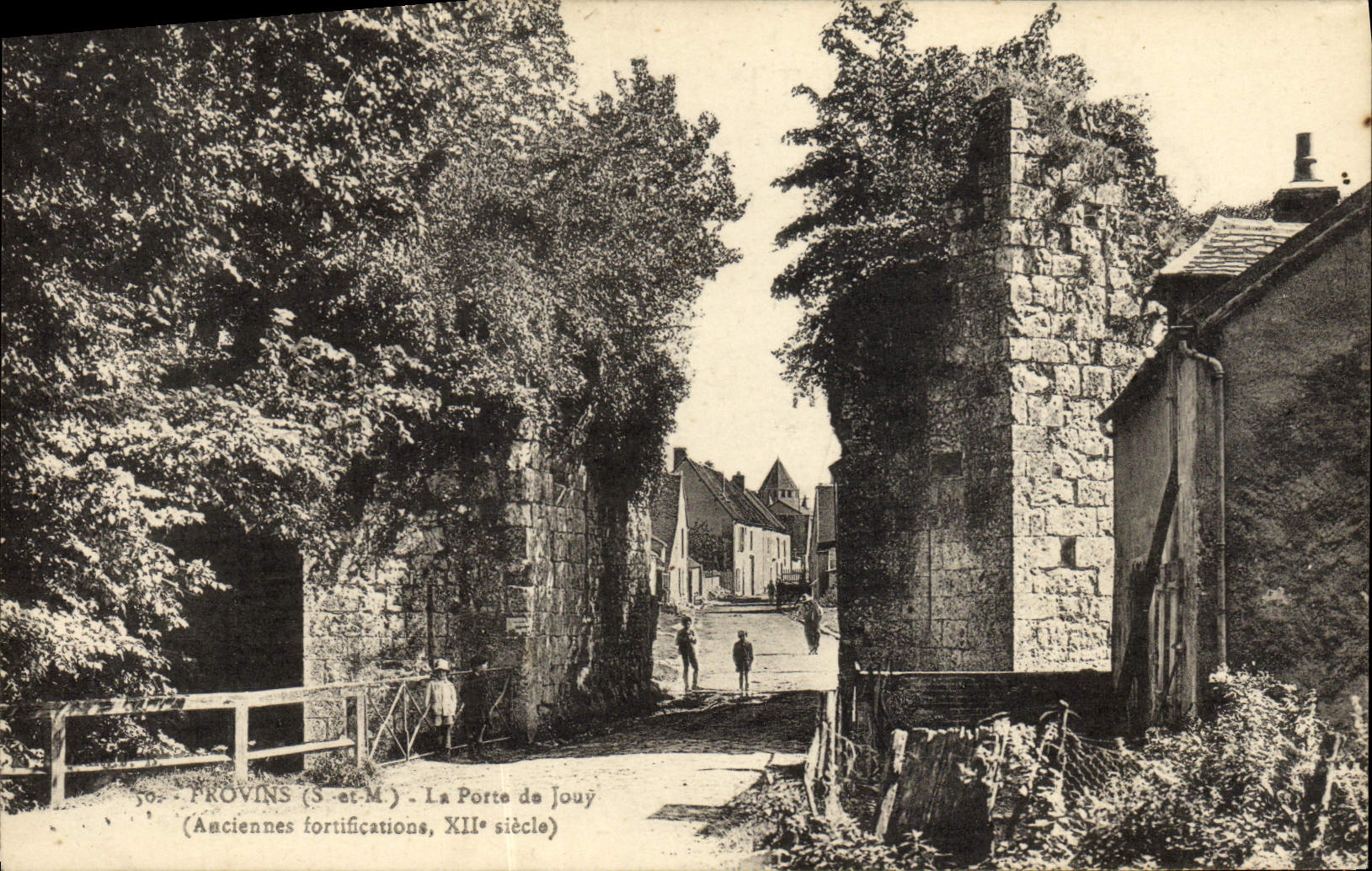VINTAGE POSTCARD Layered branches the Gate De Jouy Old fortifications