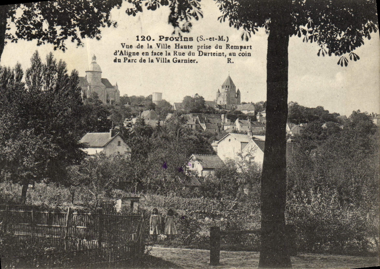 VINTAGE POSTCARD Provins Vur Of the High City Taken of the rampart Of Aligns opposite the street of Durteint Enfants