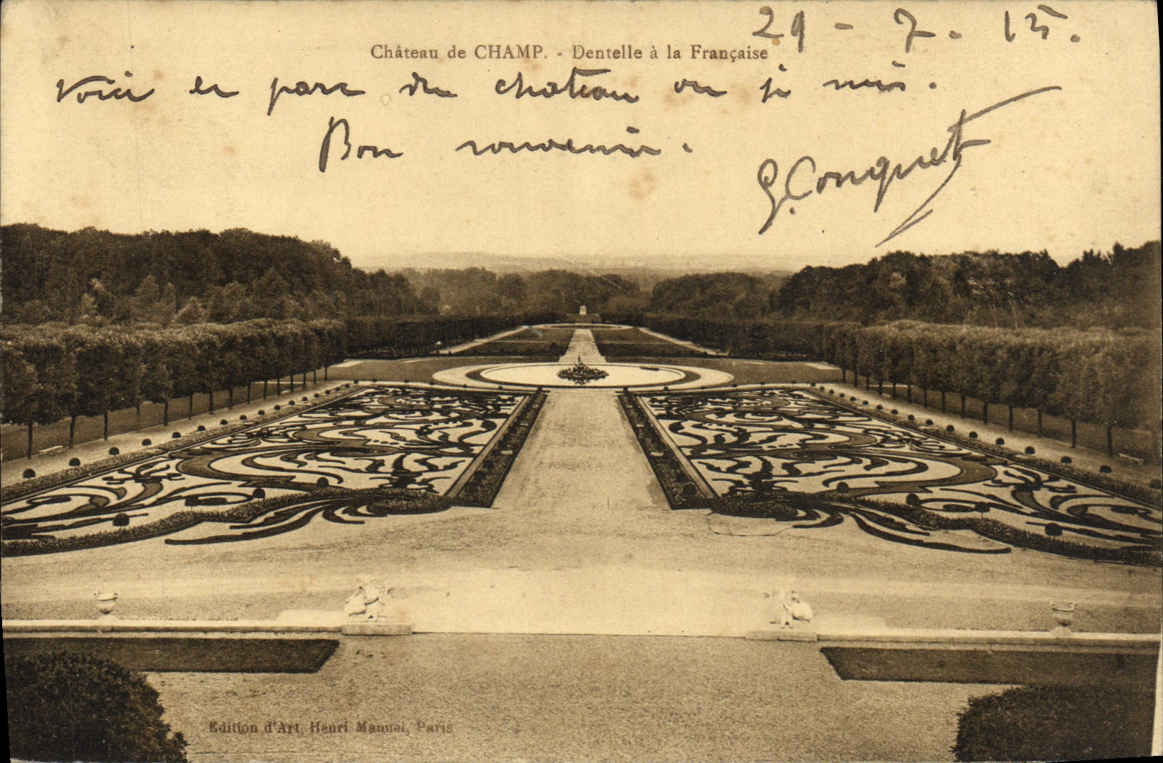 VINTAGE POSTCARD Castle Of Field Lace To the Frenchwoman