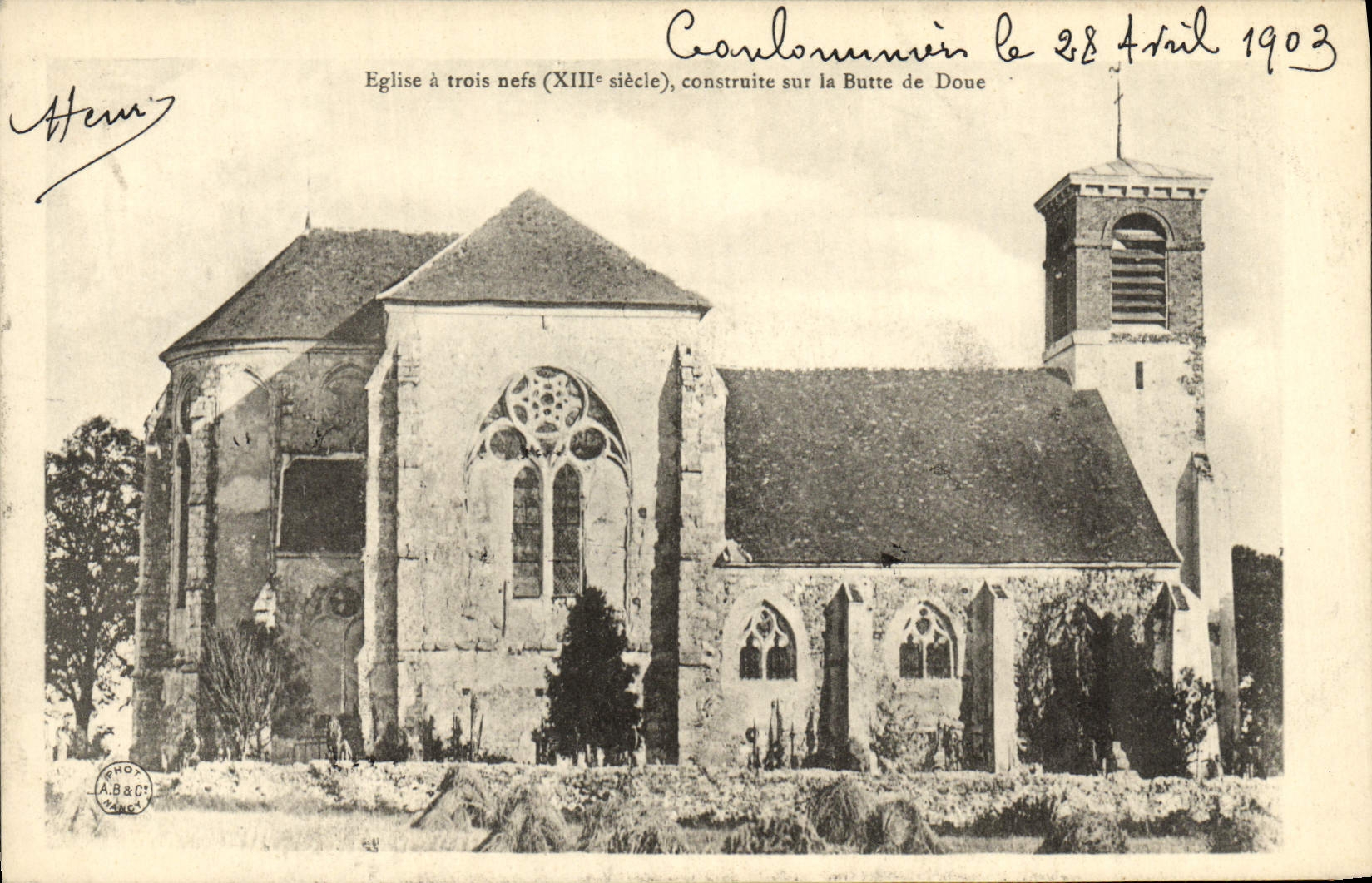 VINTAGE POSTCARD Eglise has 3 naves built on the hillock of Endows