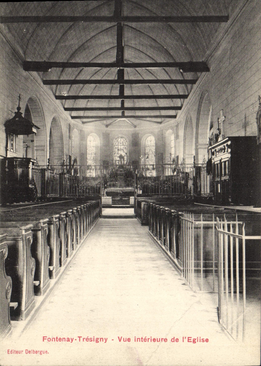 VINTAGE POSTCARD Fontenay Tresigny Seen Interior of the Church