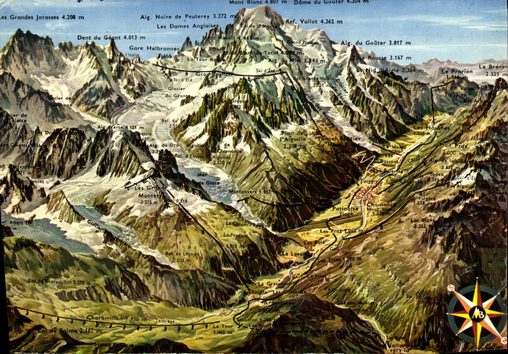 POSTAL MODERNA Valley De Chamonix Mont Blanc