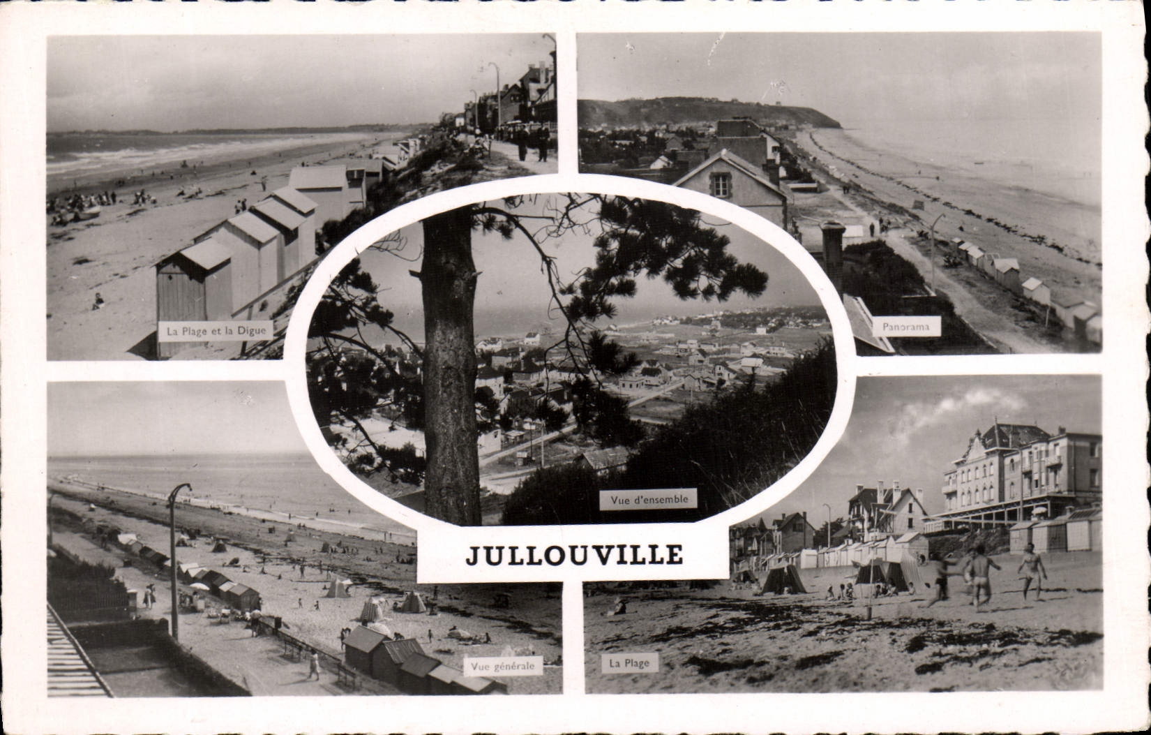 MODERN CARD Jullouville the beach and the dam Panorama View the beach