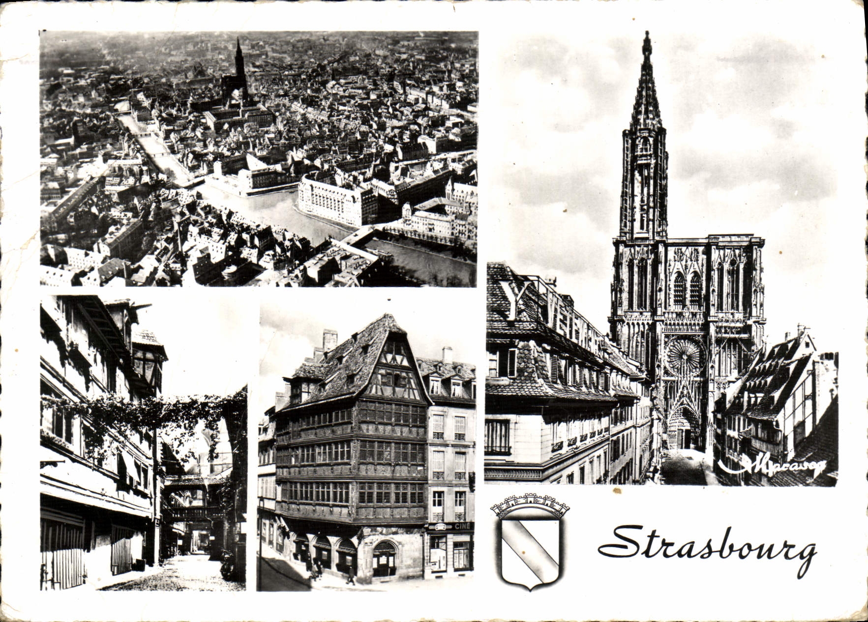 Corte de Estrasburgo de la POSTAL de la VENDIMIA de la ménsula la casa de Kammerzell la catedral