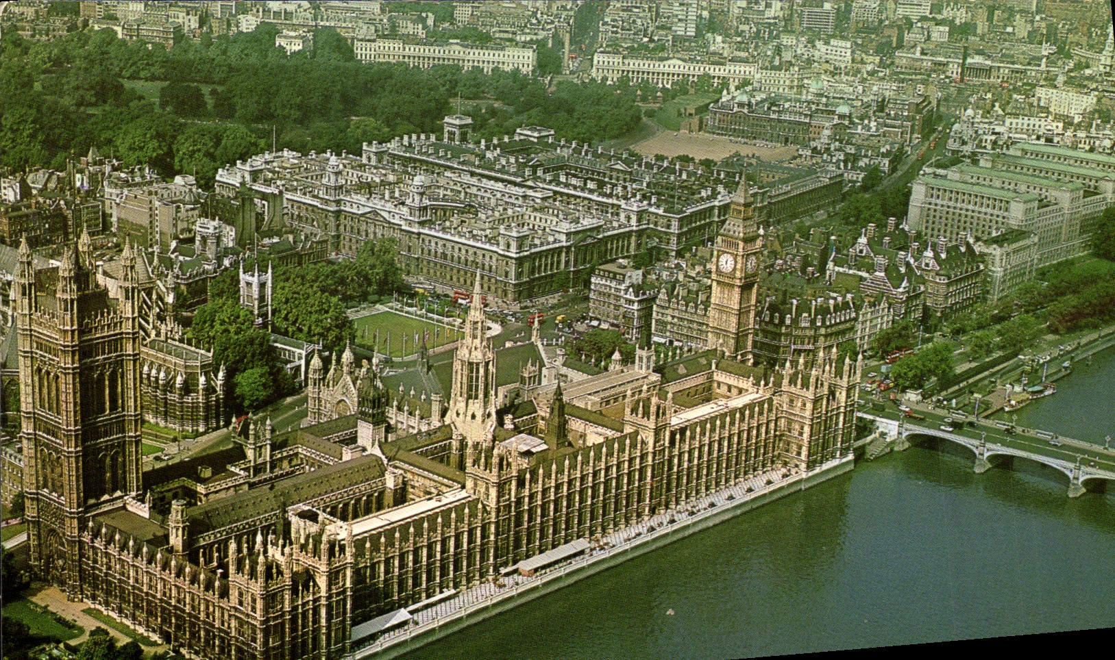 CPM Aerial View Of Houses Of Parliament Westminster Abbey And Whitehall London