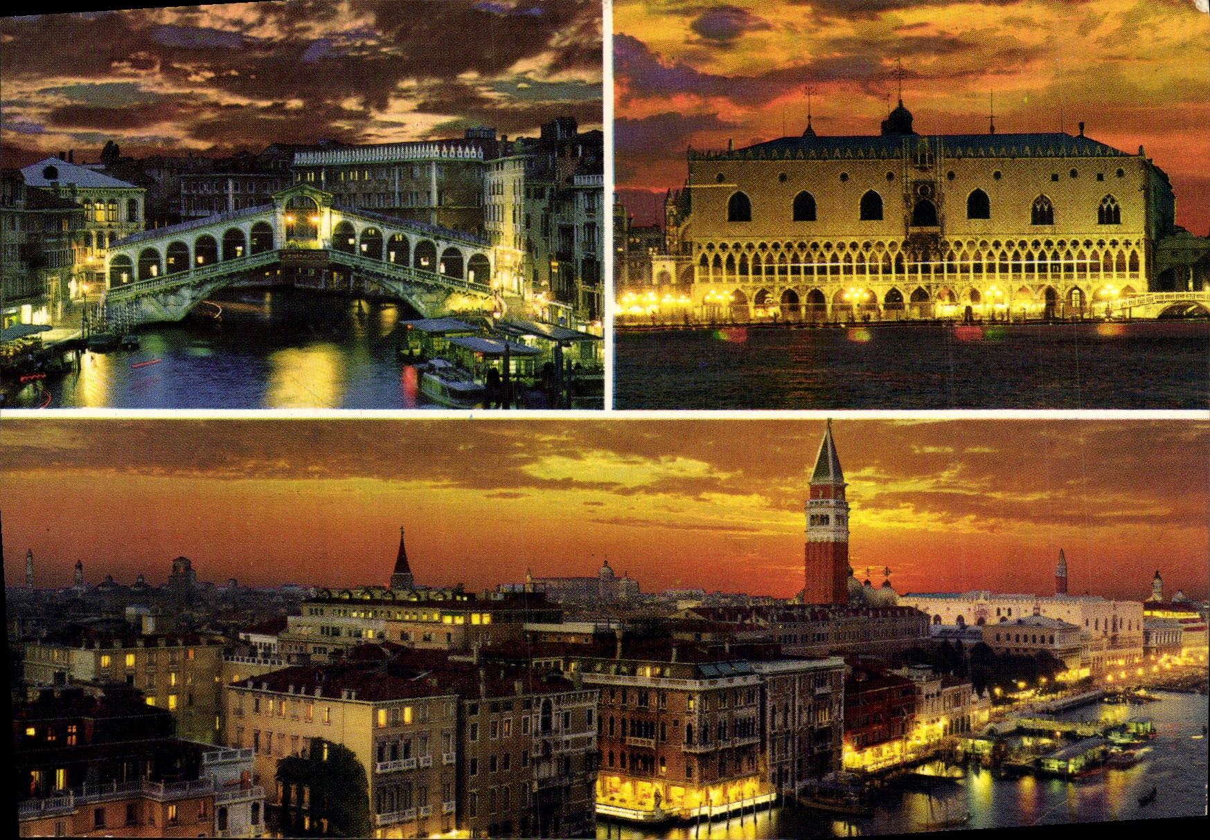 MODERN CARD Venezia Al Tramonto Canal Large E Big shot Di Rialto Bacino S Marco