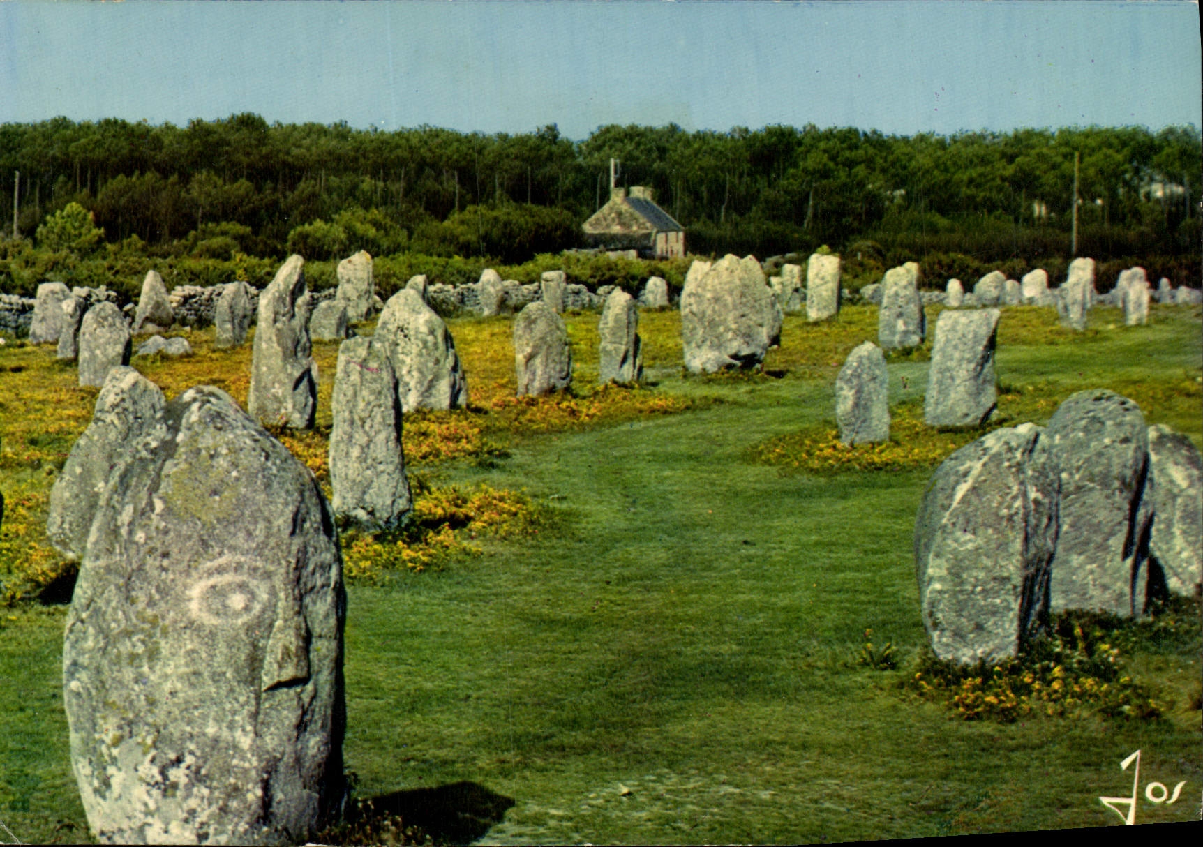 POSTAL MODERNA Bretaña colorea alineaciones de Menec en el área de Carnac