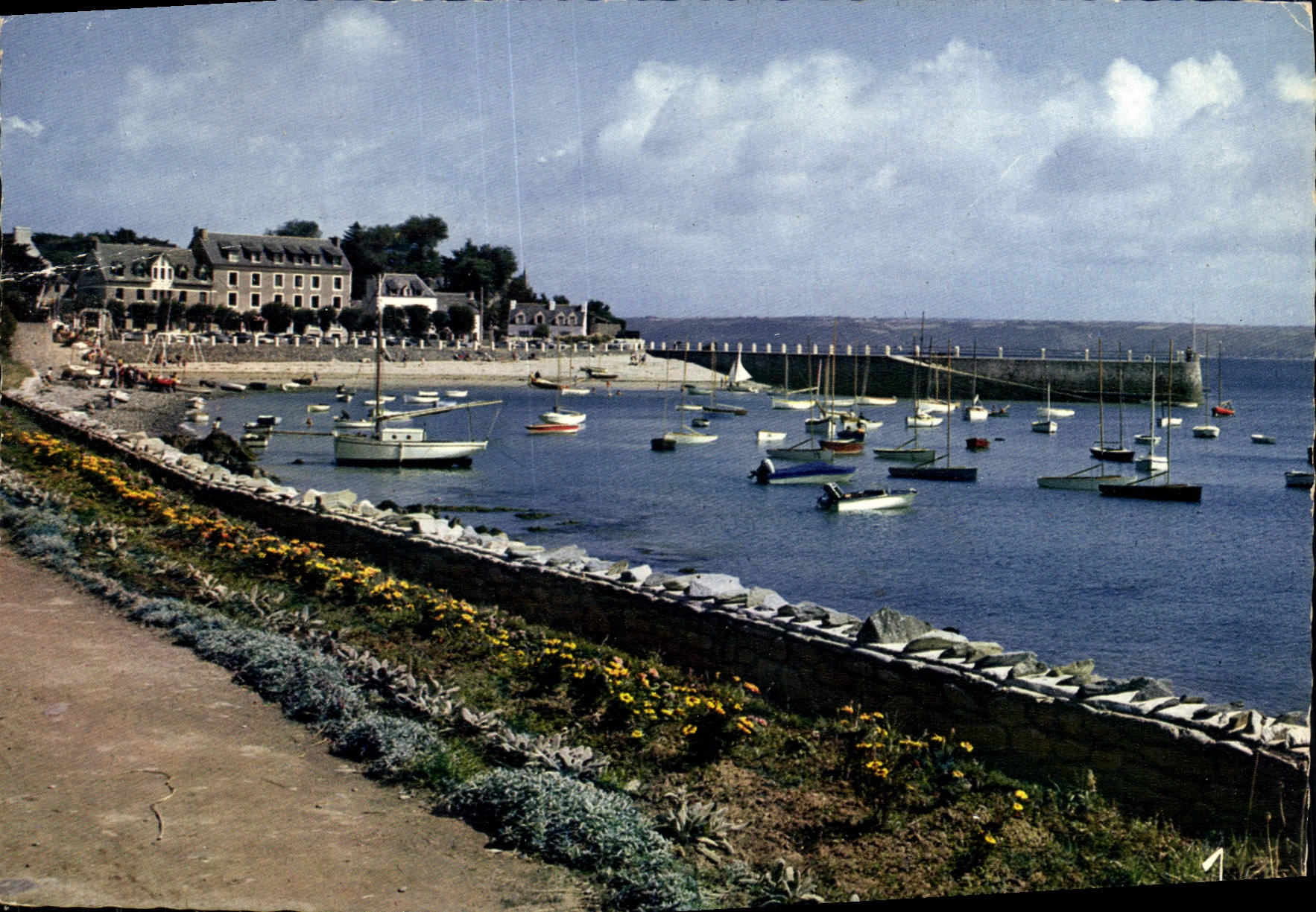 MODERN CARD Brittany Locquirec Colors View On the Port Boat