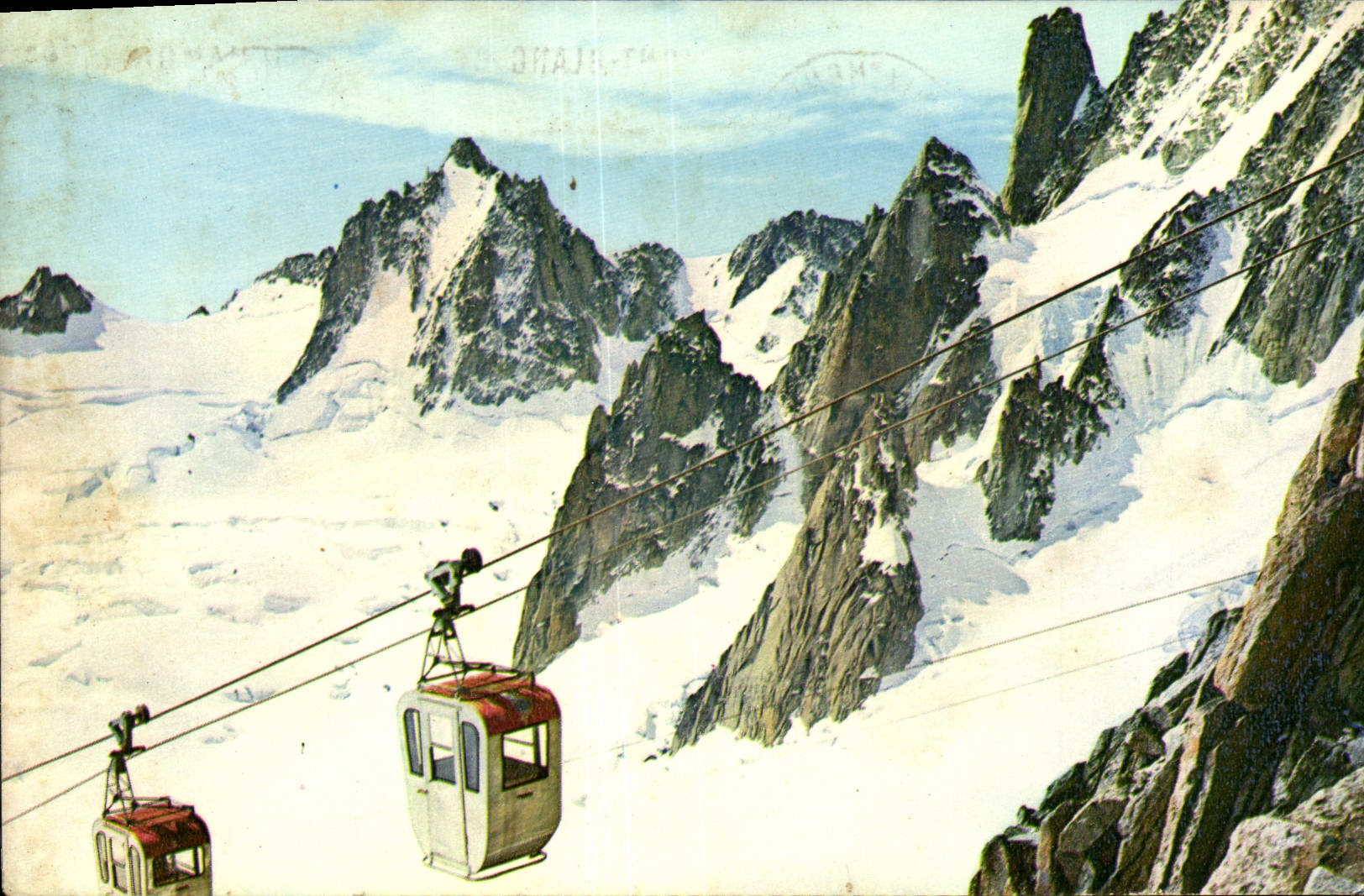 CPM Chamonix Mont Blanc Aiguille Du Midi Les telebennes sur la vallee Blanche Tour Ronde et le Grand Capucin 