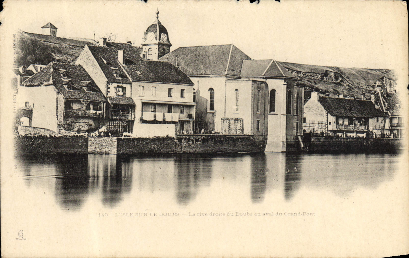 MODERN CARD the isle on Doubs the Right Bank of Doubs downstream from the large bridge
