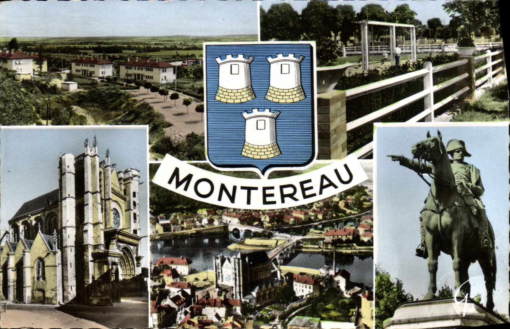 MODERN CARD Montereau large banks the Valleys Kindergartens Church Notre Dame Napoleon 1st