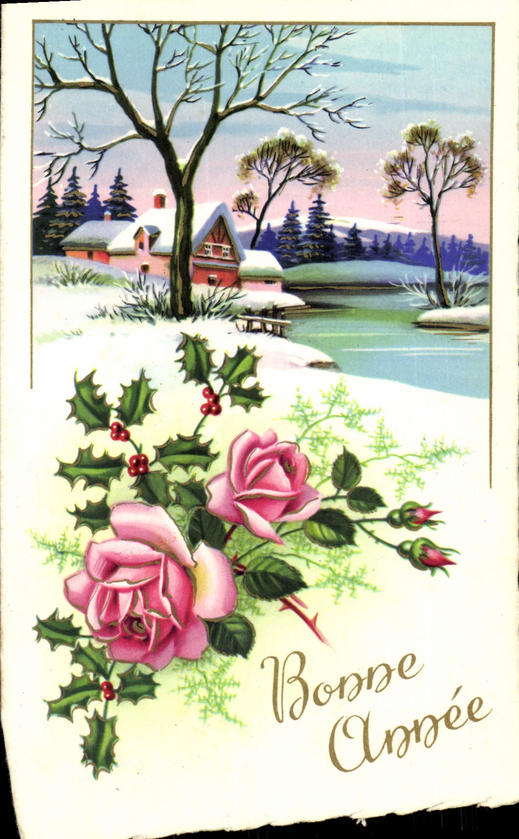 MODERN CARD Happy New Year Flowers