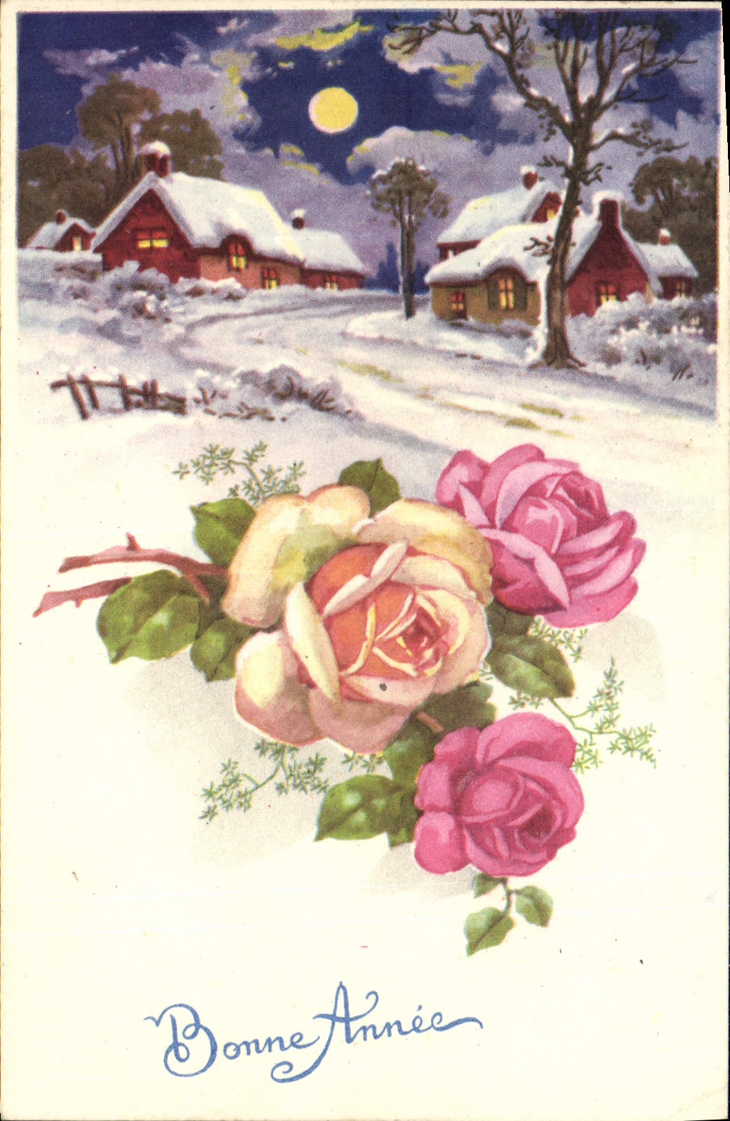 CPM Bonne Annee Fleurs