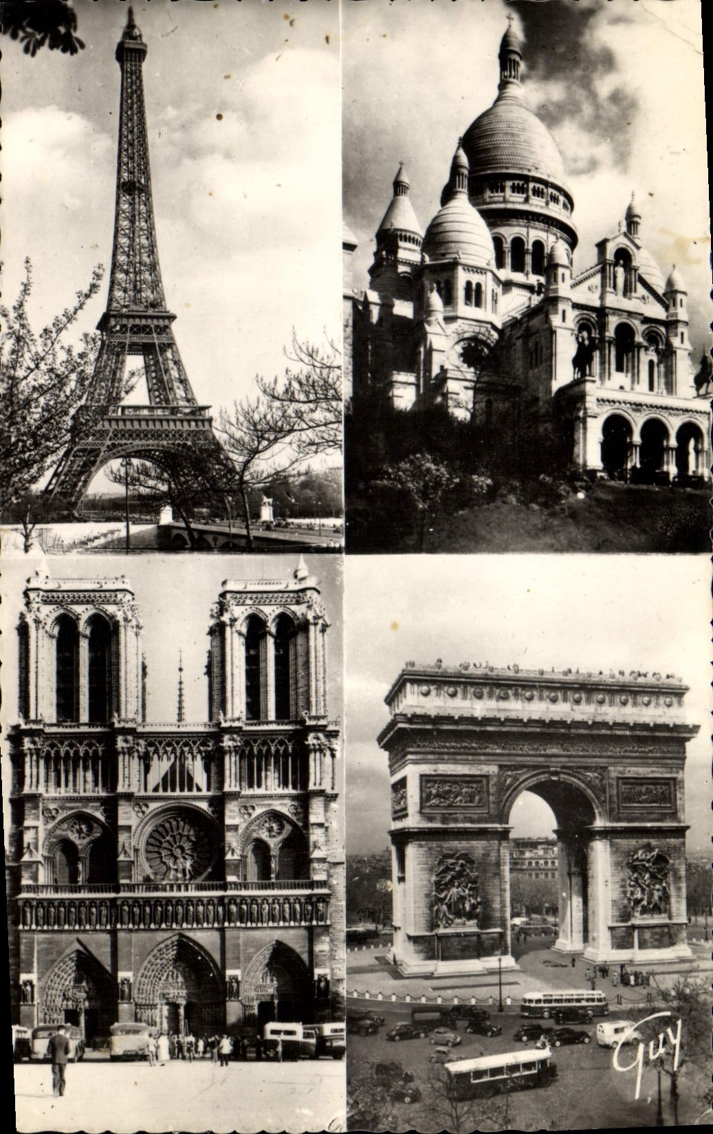 POSTAL MODERNA París y sus maravillas la torre Eiffel corona el corazón de Notre Dame Arc de Triomphe
