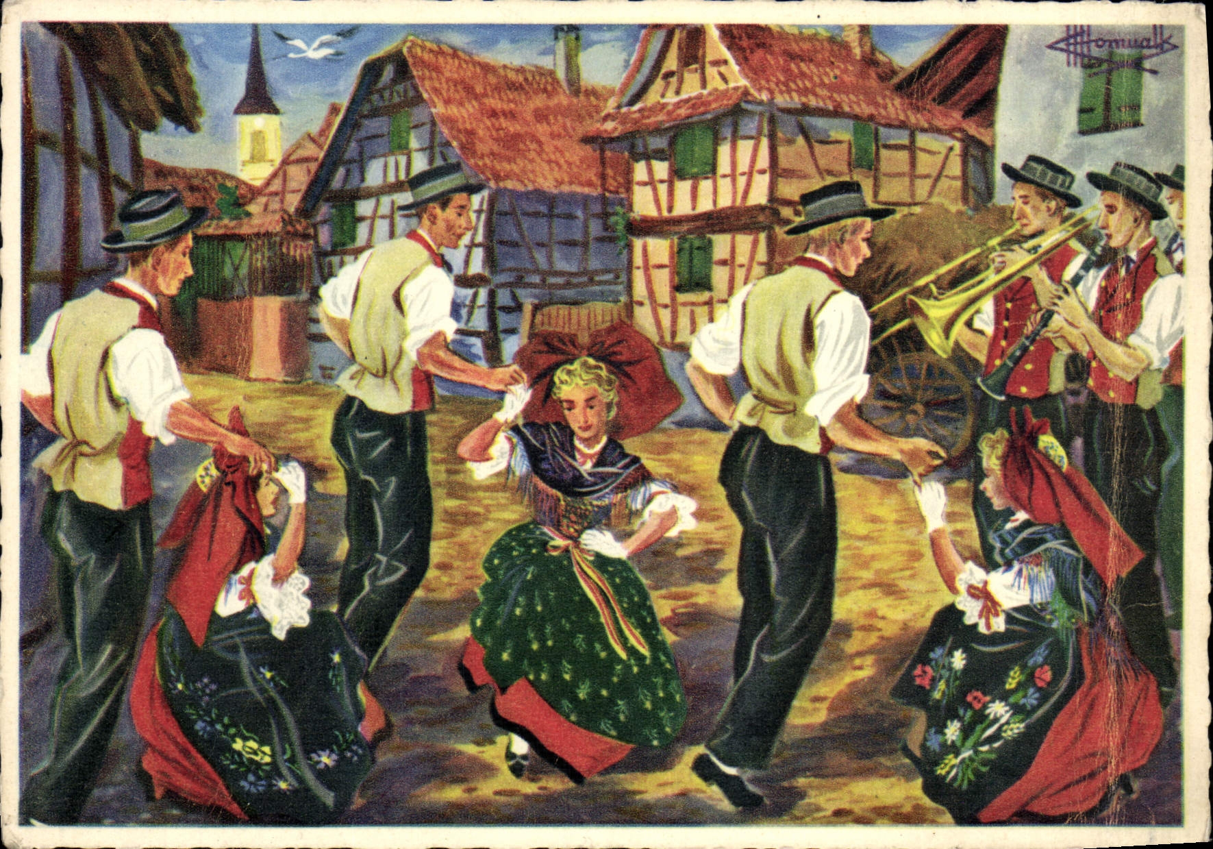 CPM En Parcourant L'Alsace Musique Cuivres Folklore
