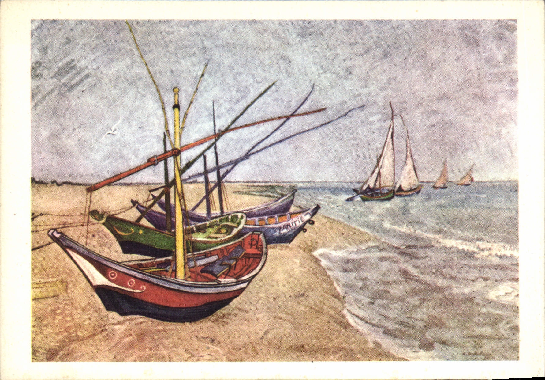 MODERN CARD Van Gogh Barques With Saintes Marry