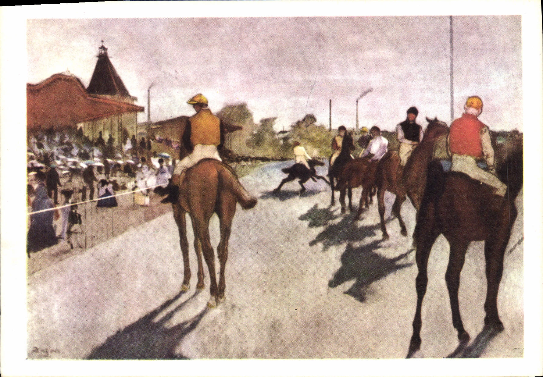 CPM Degas Aux courses devant les tribunes Hippisme Cheval