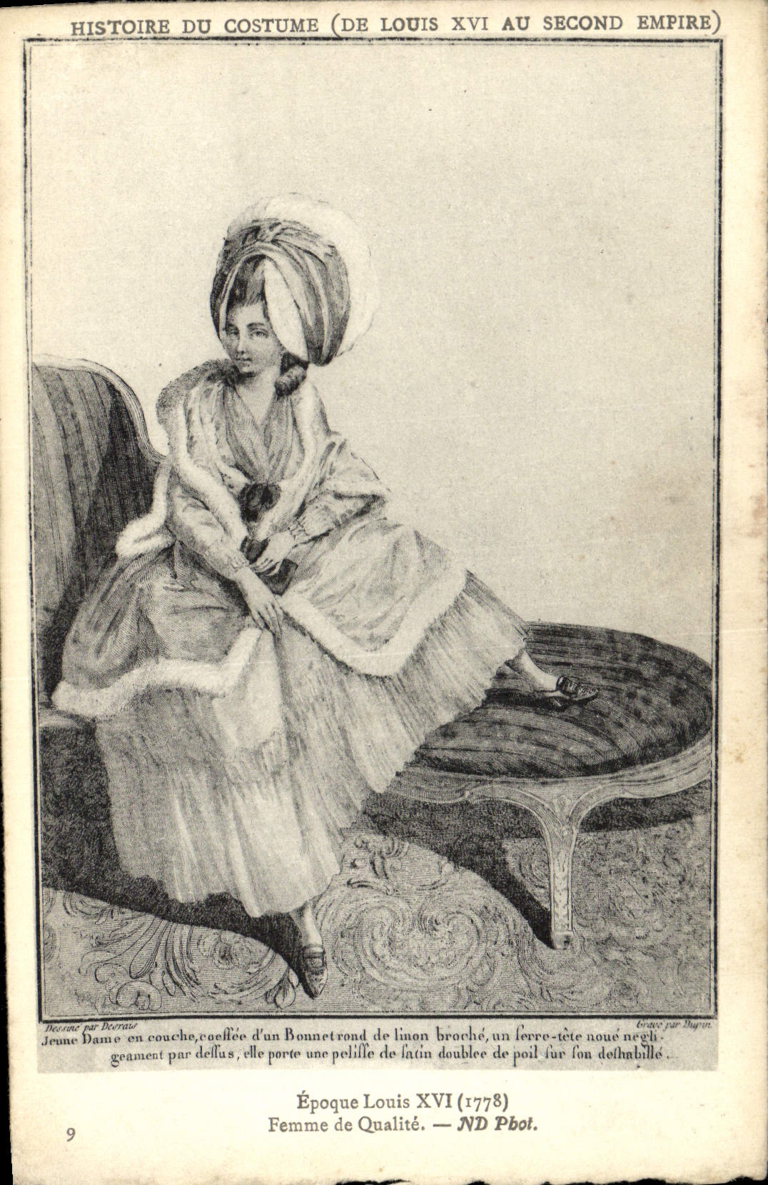 VINTAGE POSTCARD History Of the Costume Time Louis XVI Woman of quality