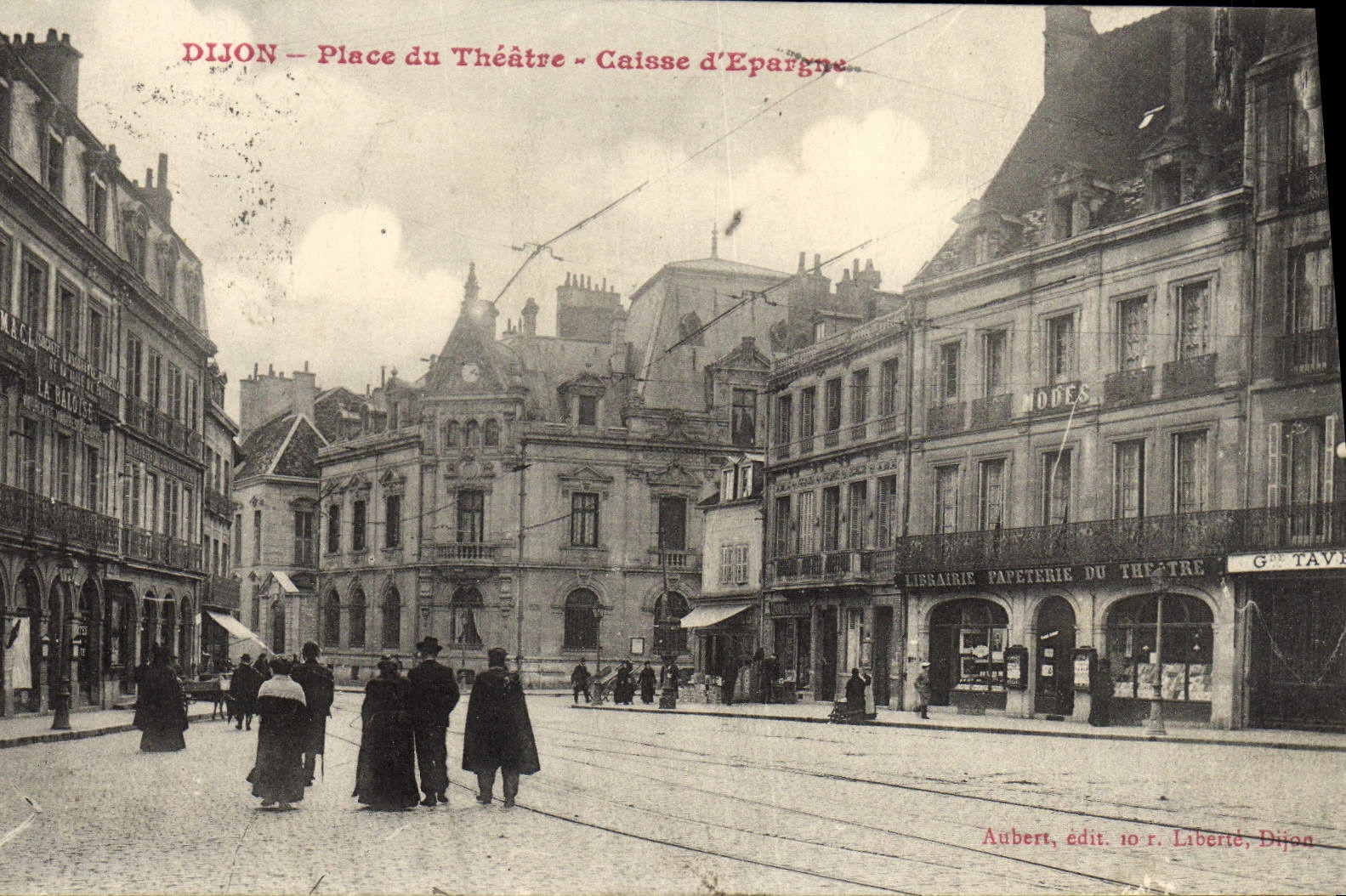 VINTAGE POSTCARD Dijon Places Theater Savings bank