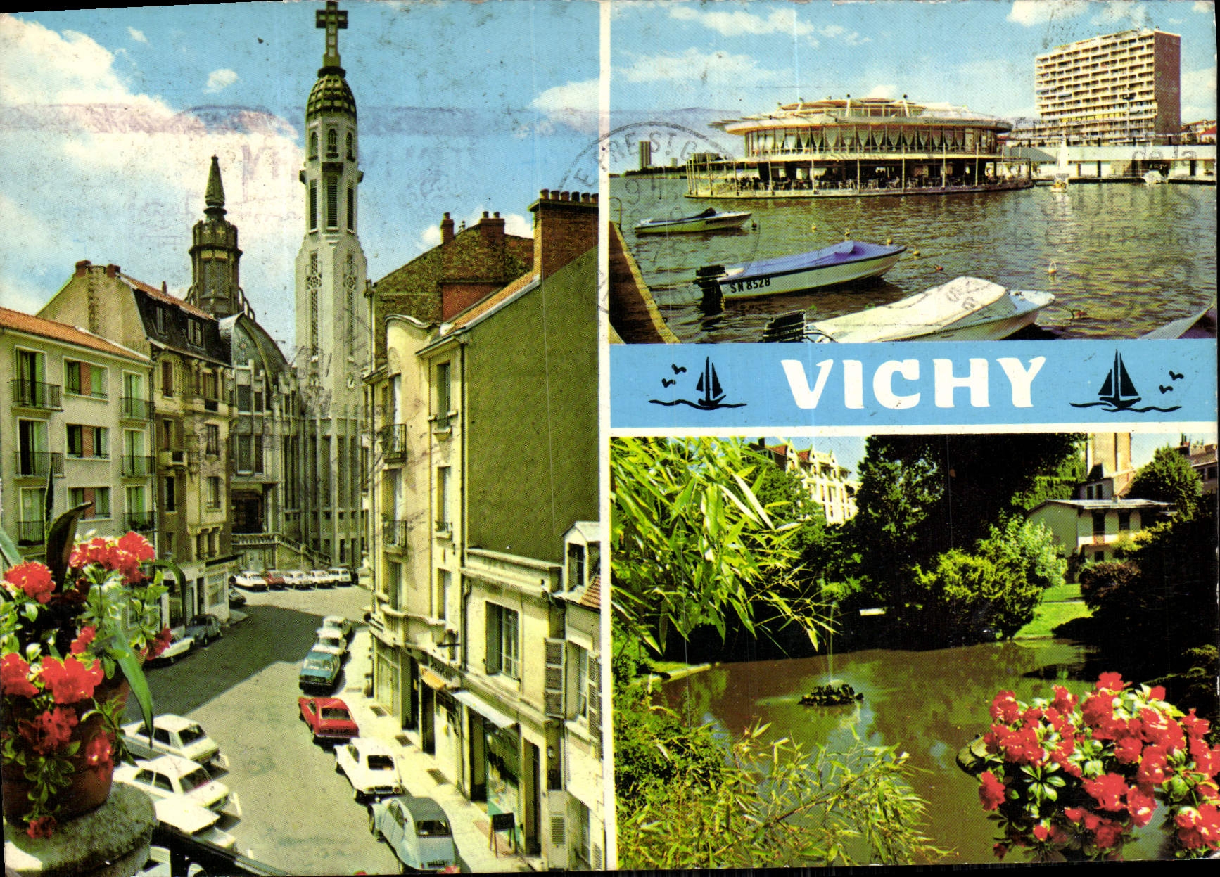 MODERN CARD Vichy Church Saint Blaise the rotunda of the lake and the port a corner of the port