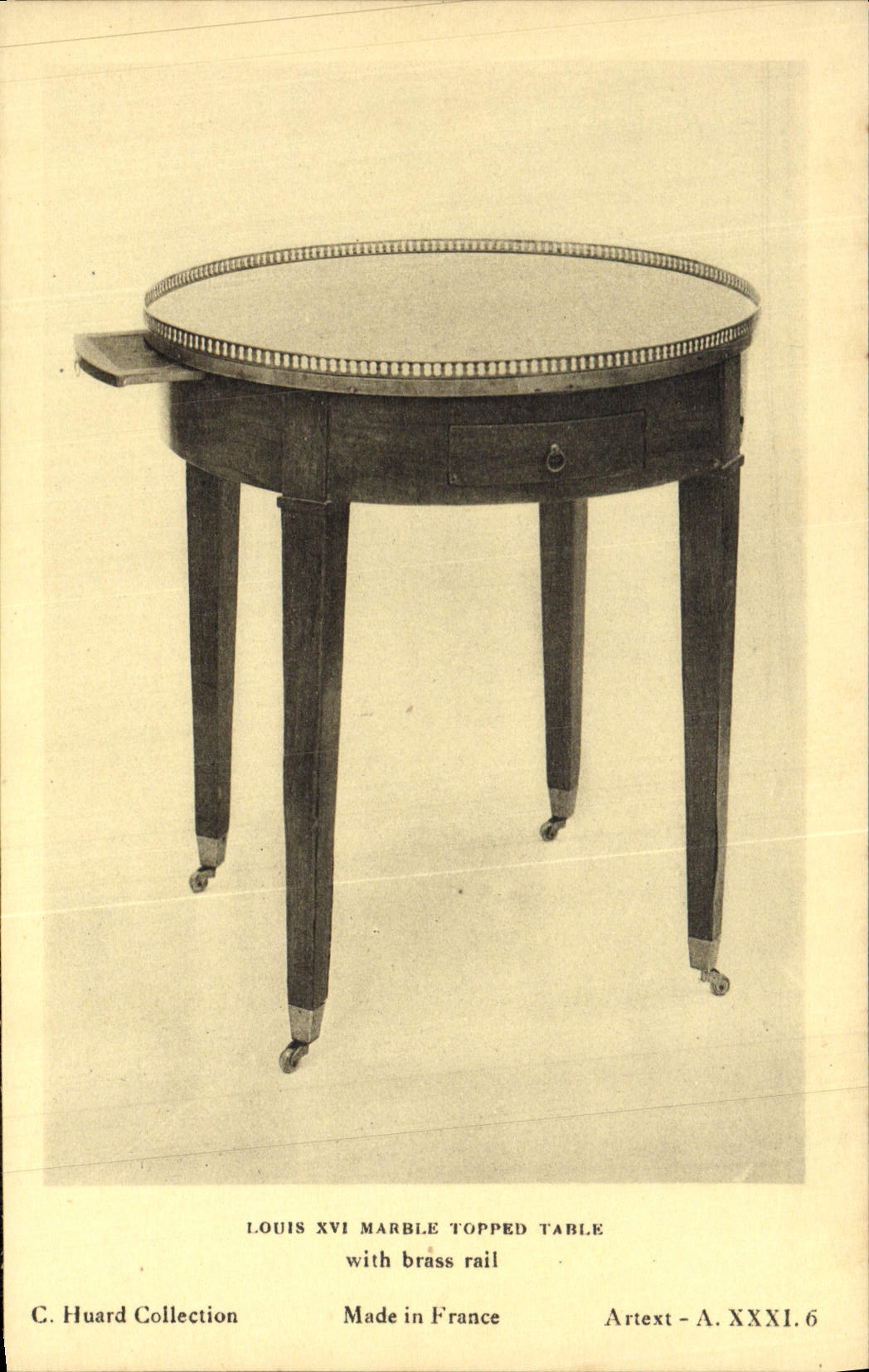 VINTAGE POSTCARD Louis XIV Marble Topped counts