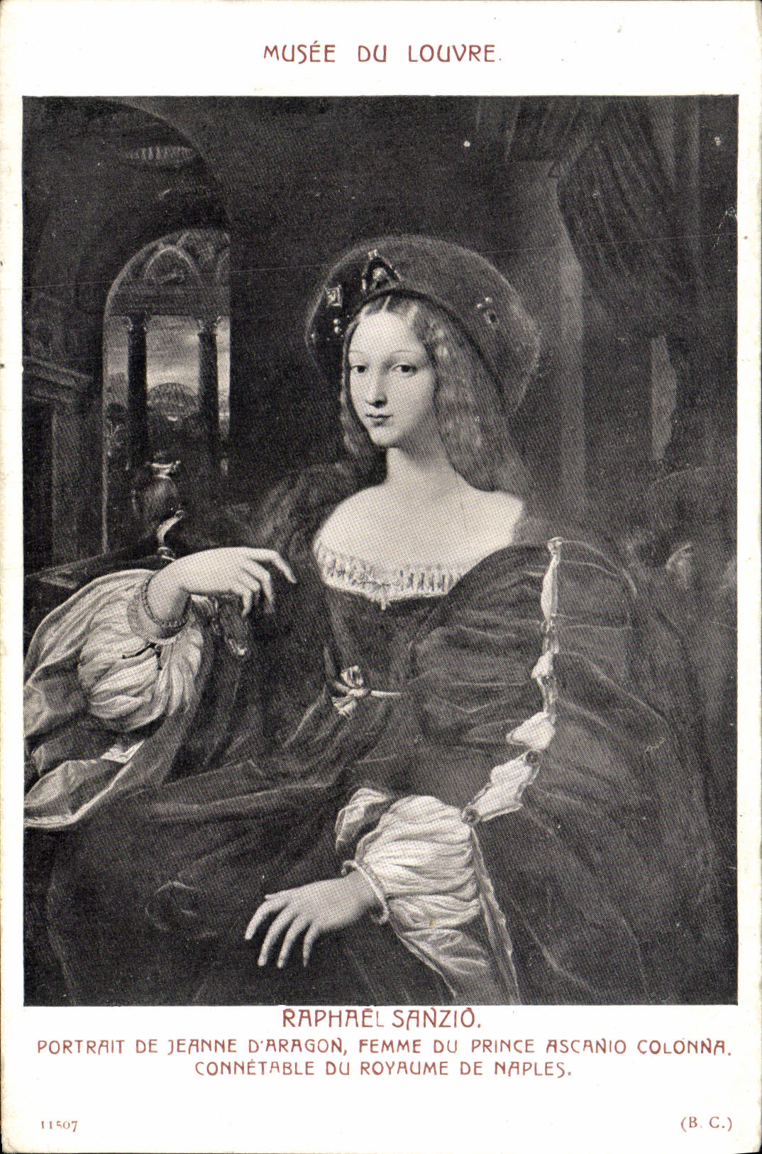 Museo de la POSTAL de la VENDIMIA del retrato de Raphael Sanzio de la lumbrera del Reino de Aragon del d de Jeanne de Nápoles