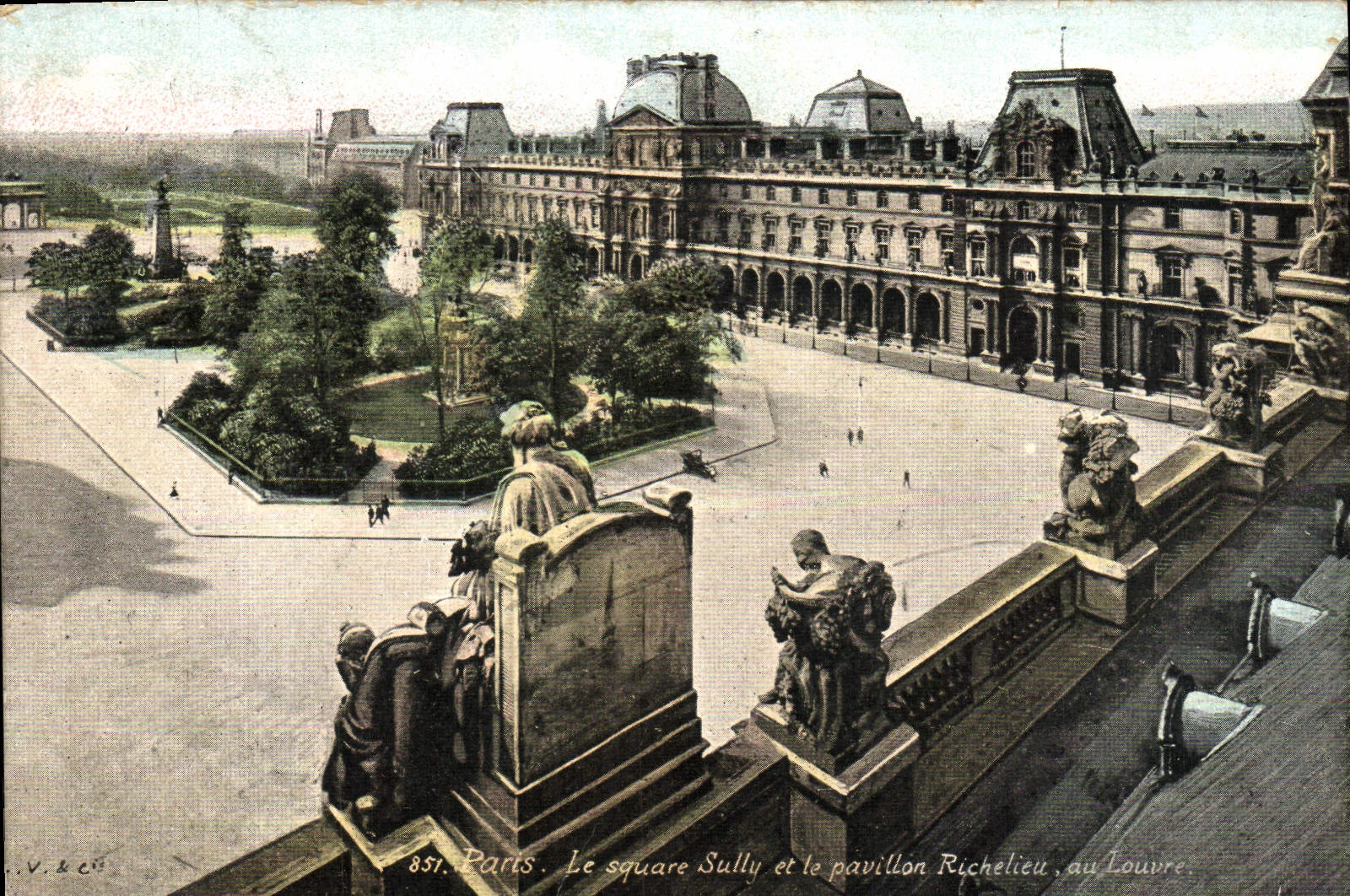 La POSTAL París de la VENDIMIA el jardín público del Sully y el Richelieu contiene
