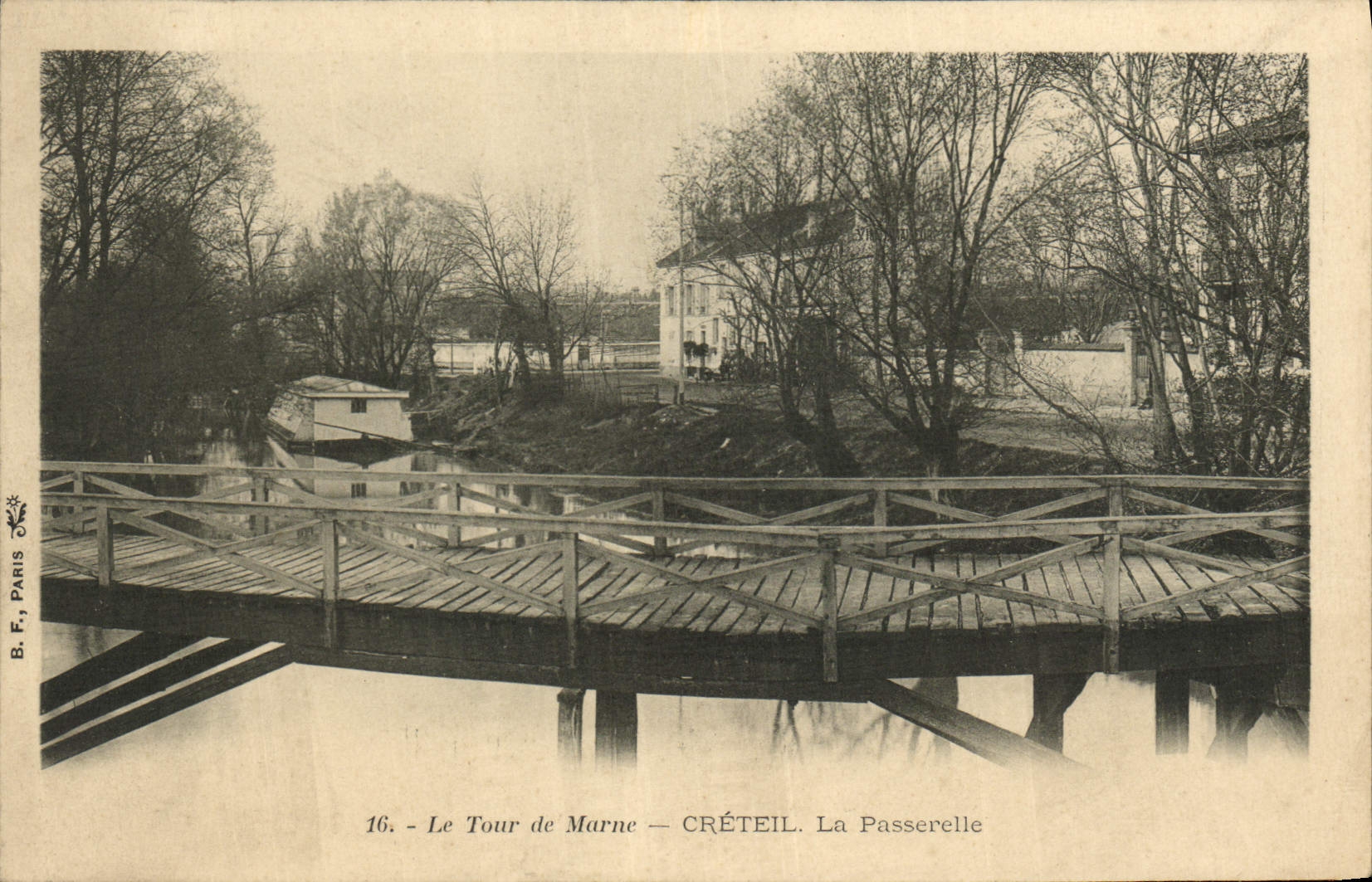 VINTAGE POSTCARD the Turn Of the Creteil Marne the Footbridge