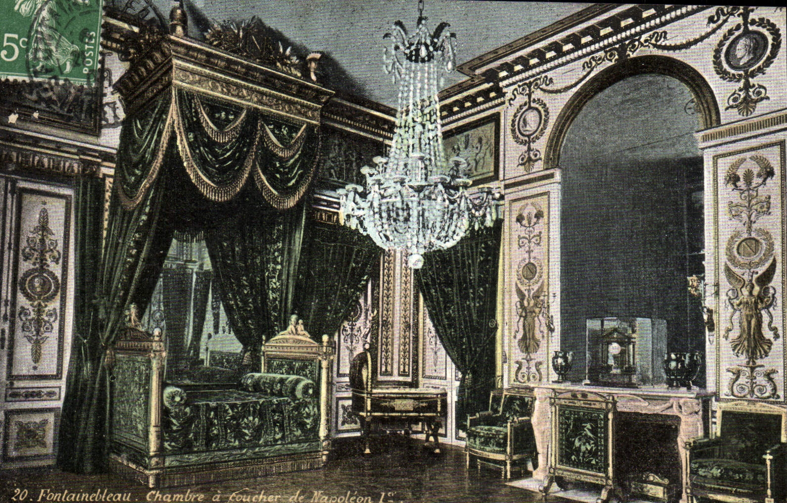 VINTAGE POSTCARD Fontainebleau Room To be slept Of Napoleon 1st