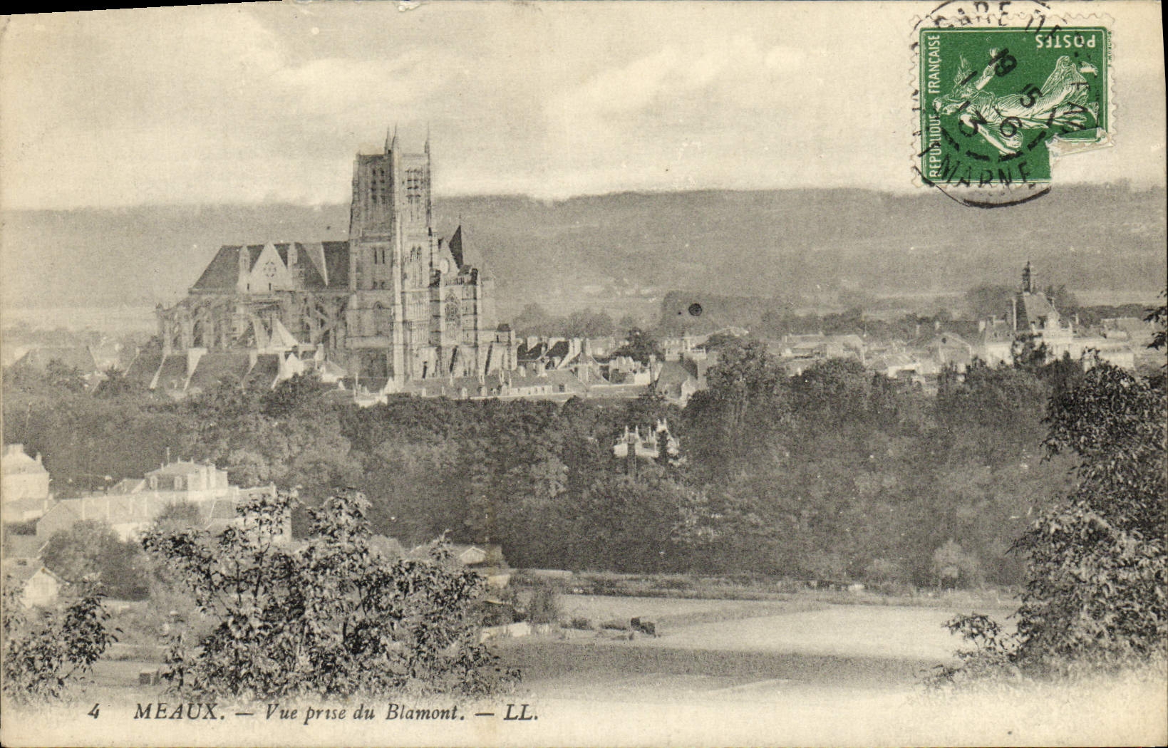 VINTAGE POSTCARD Meaux Seen from Of Blamont