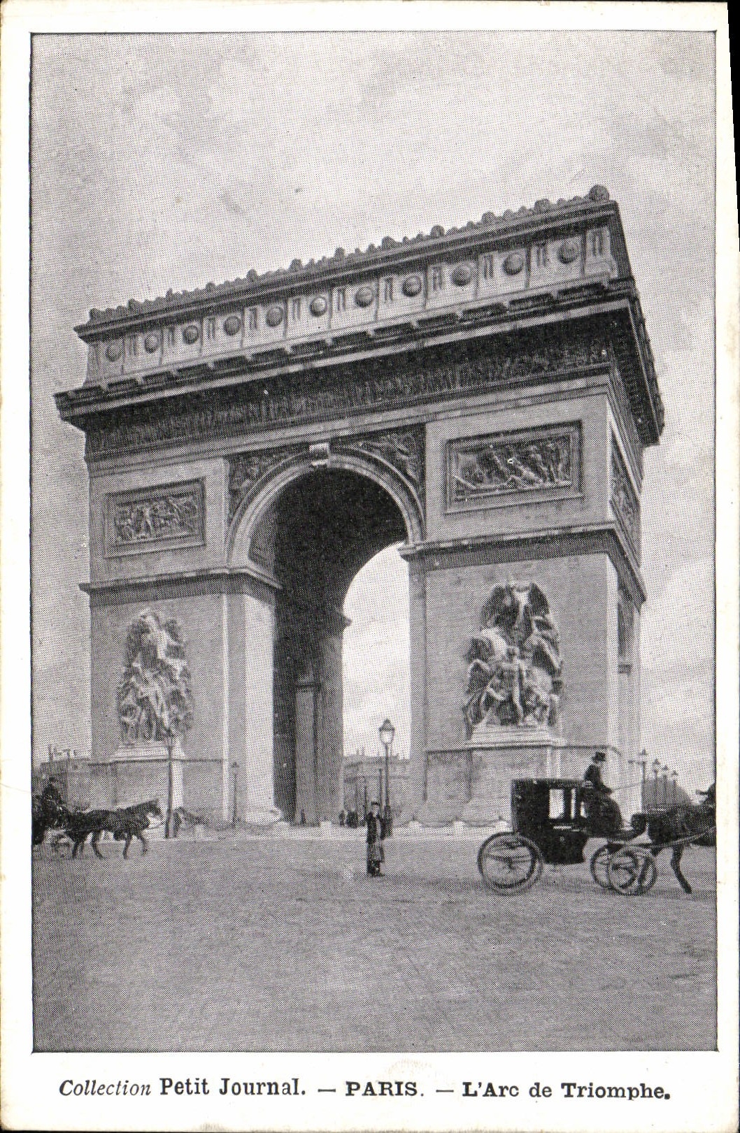 Periódico de París de la POSTAL de la VENDIMIA pequeño Arc de Triomphe