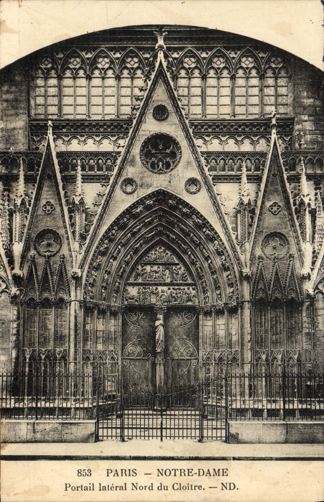 VINTAGE POSTCARD Paris Notre Dame Side Gate Northern Of the Cloister