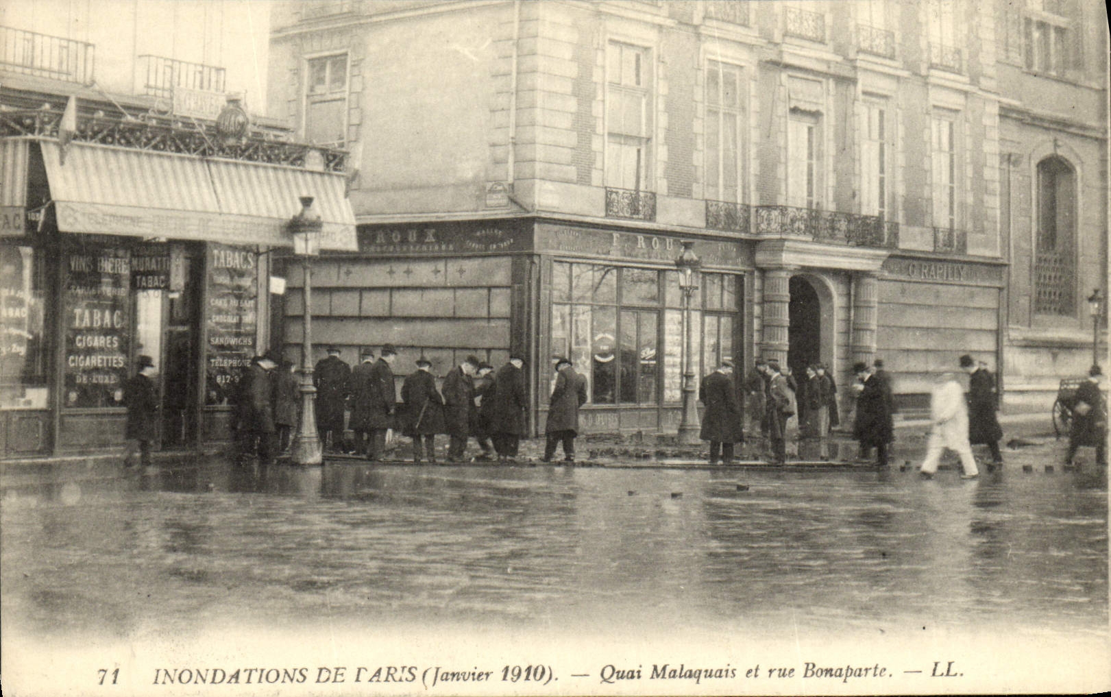 VINTAGE POSTCARD Floods Of Paris Malaquais quay And Rue Bonaparte