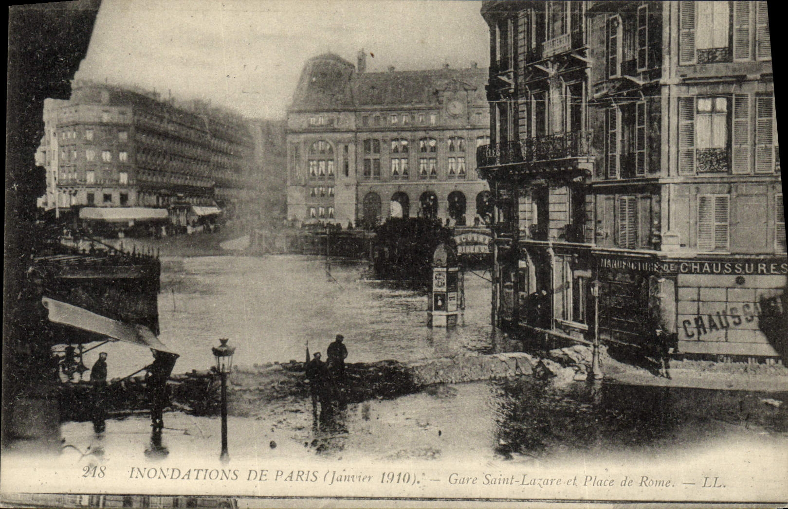 Inundaciones de la POSTAL de la VENDIMIA de París Gael Lazare santo y lugar de Roma