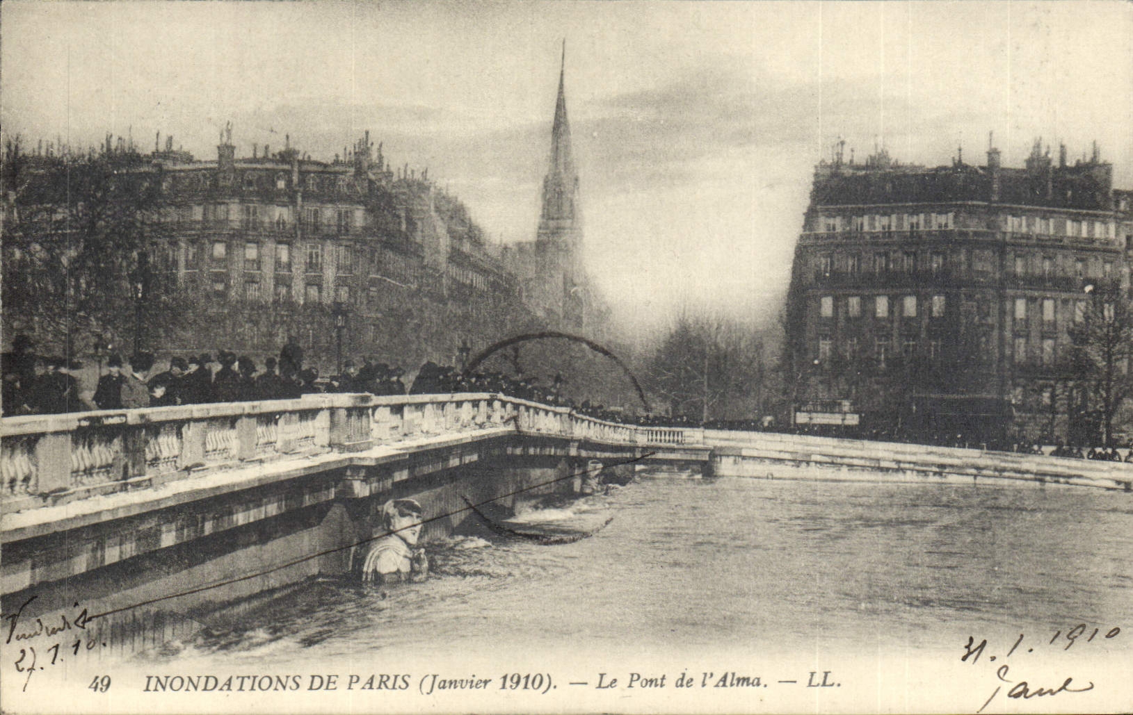 CPA Inondations De Paris Le Pont De l'Alma