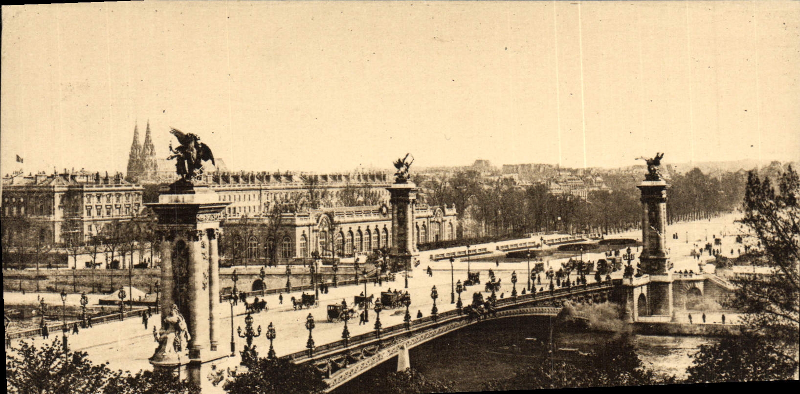 VINTAGE POSTCARD Any Paris Panorama Of the Bridge Alexandre III