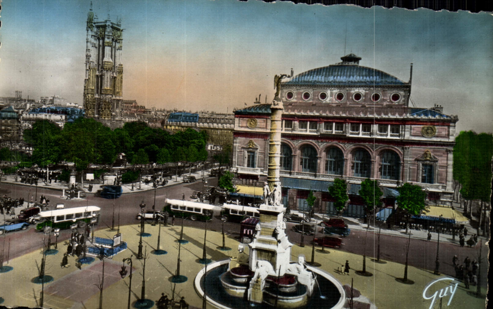 CPM Paris Et Ses Merveilles Place De Chatelet Et Tour Saint Jacques