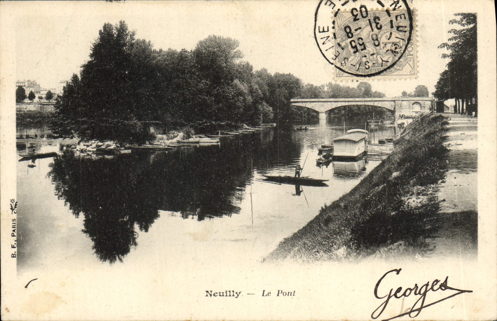 VINTAGE POSTCARD Neuilly the Bridge