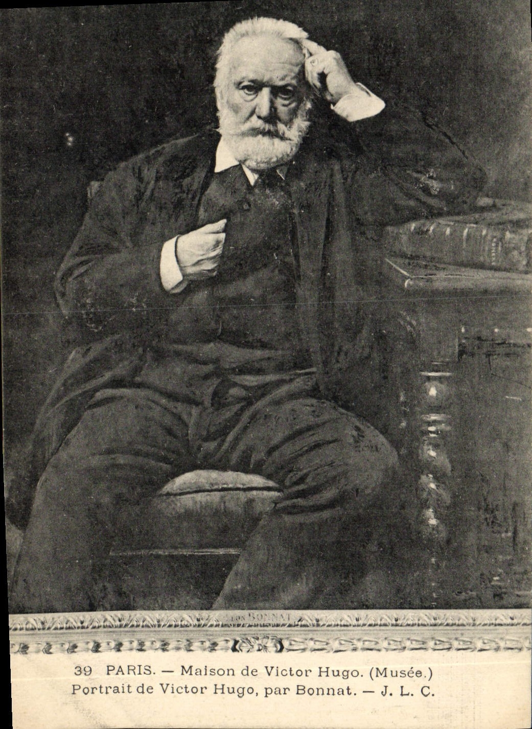 Casa de París de la POSTAL de la VENDIMIA del retrato de Victor Hugo de Bonnat