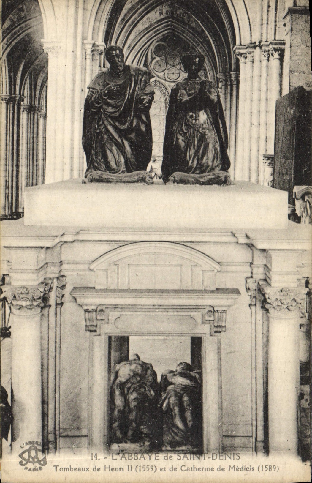VINTAGE POSTCARD the Abbey Of Saint Denis Tombs of Henri II and Catherine de Medicis