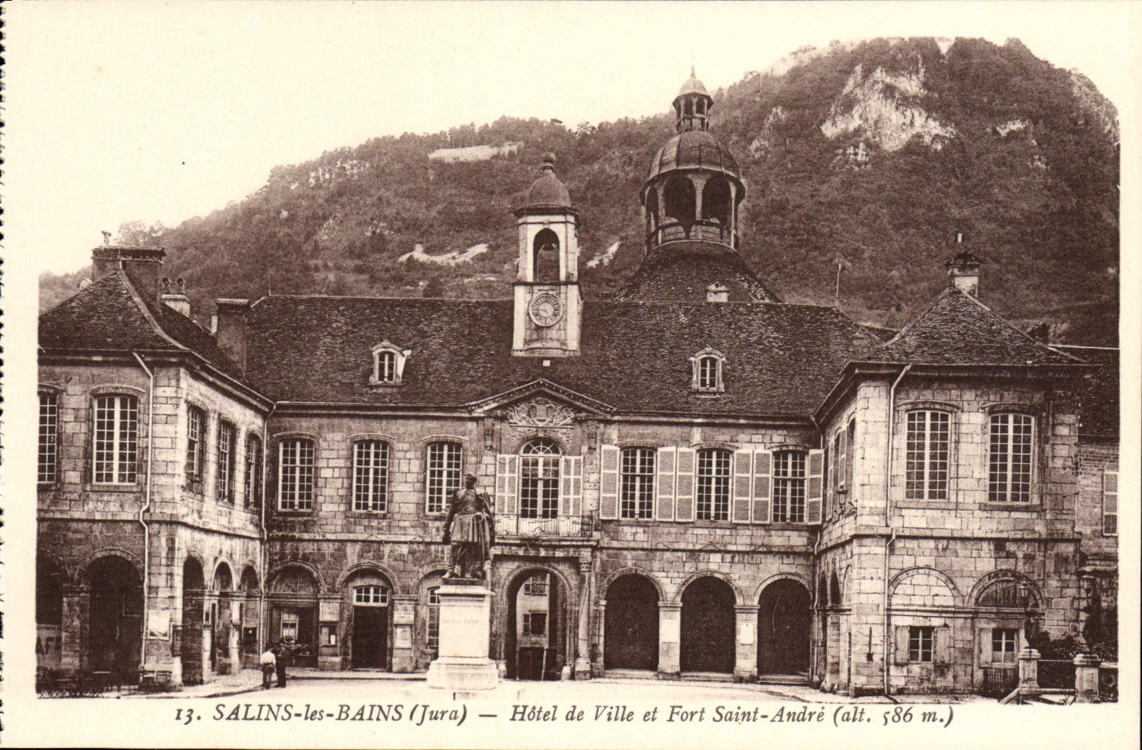 VINTAGE POSTCARD Saline Les Bains Town hall And Extremely Holy Andre