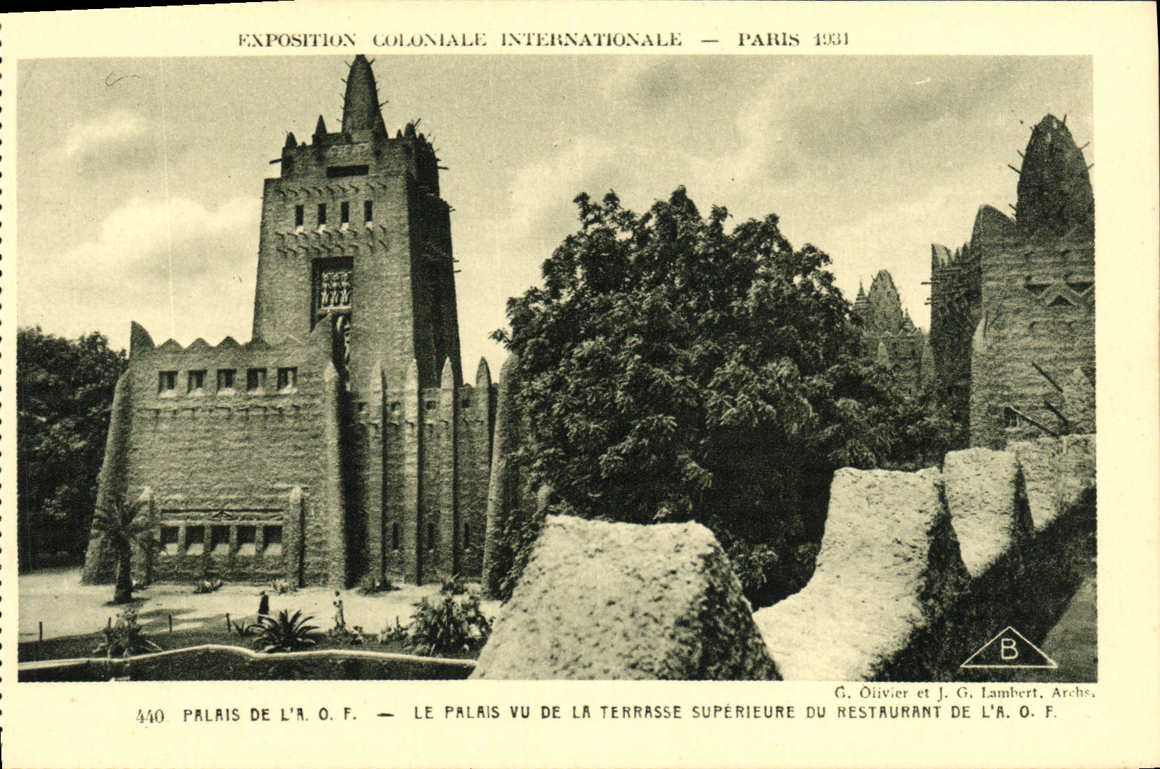 VINTAGE POSTCARD Fair Colonial International Paris Palate Of the AOF the Palate Seen Of the Terrace of the restaurant