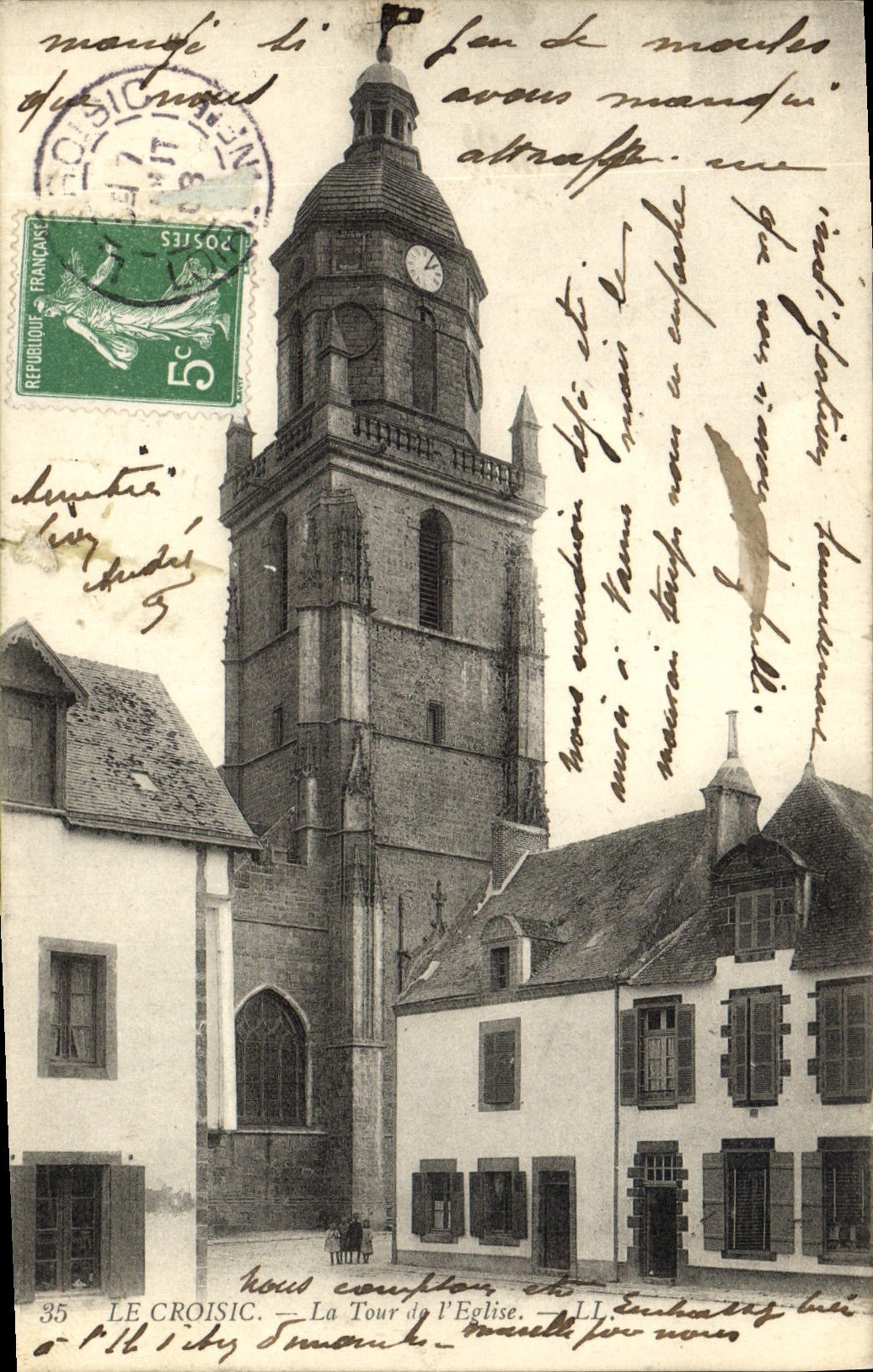 POSTAL Croisic de la VENDIMIA la torre de la iglesia