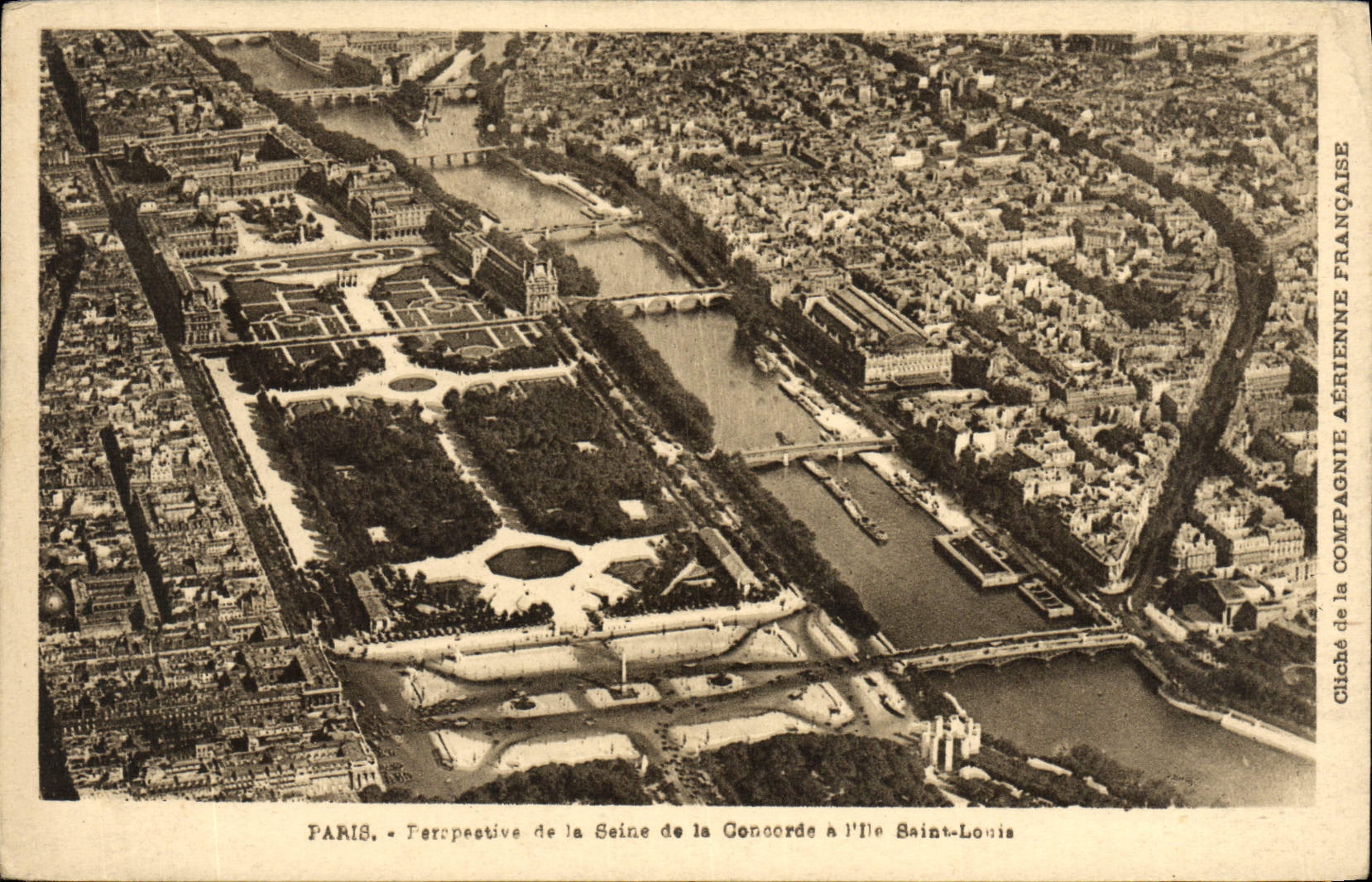 Opinión de París de la POSTAL de la VENDIMIA del Seine de la armonía en la isla St. Louis